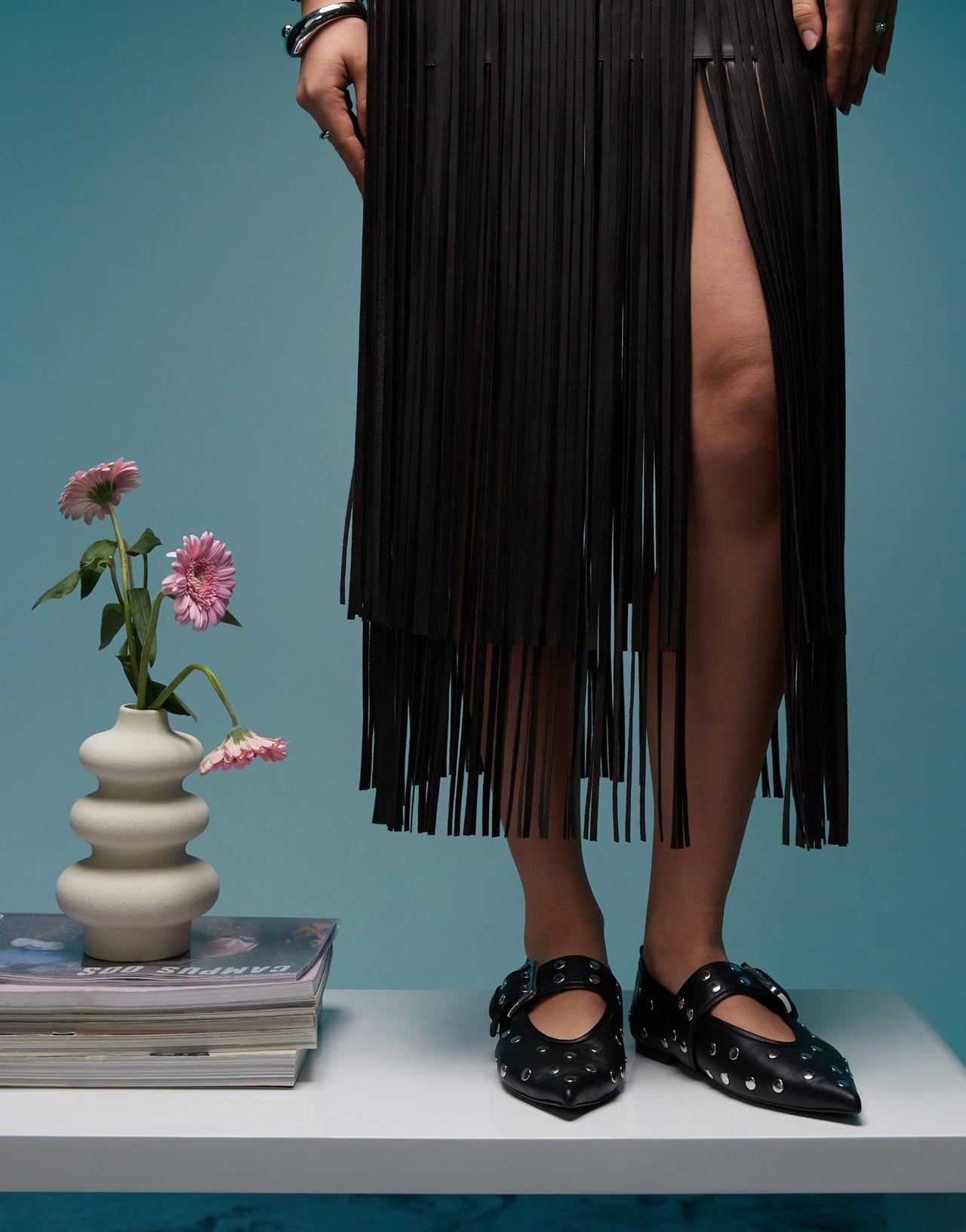 BIMBA Y LOLA pointed studded pumps with buckle straps in black - ASOS Sample Sale