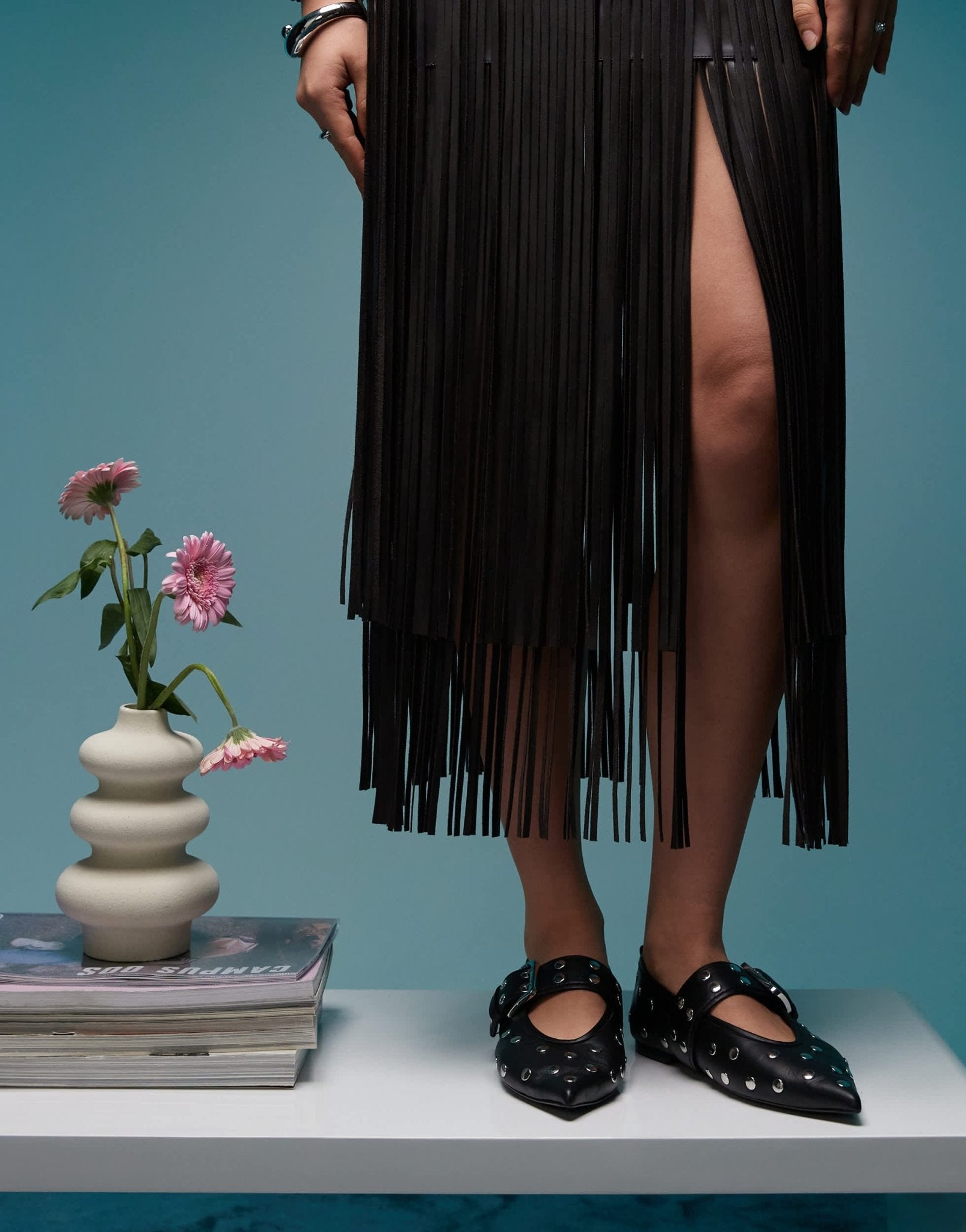 BIMBA Y LOLA pointed studded pumps with buckle straps in black - ASOS Sample Sale
