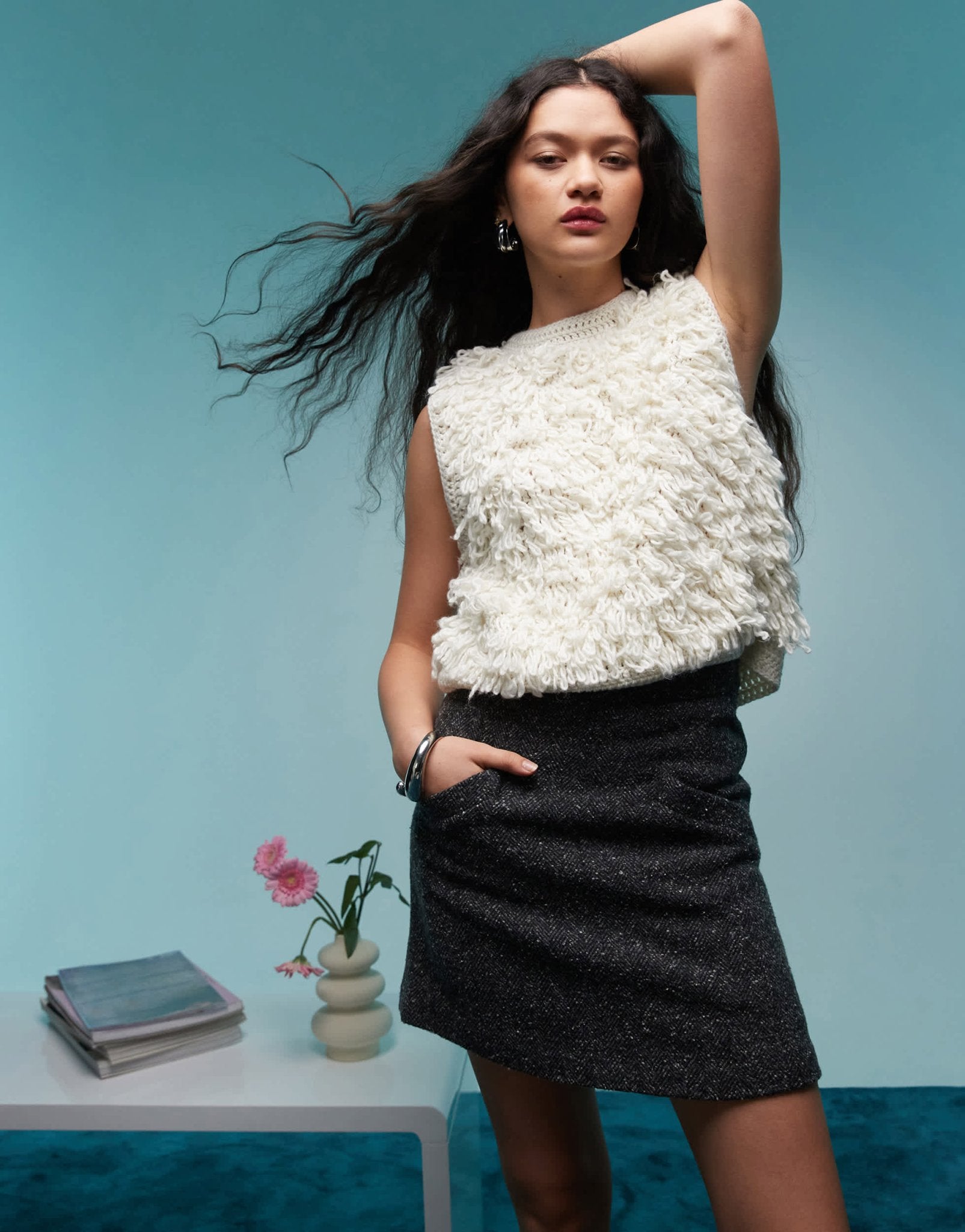 BIMBA Y LOLA tailored mini skirt in grey tweed - ASOS Sample Sale