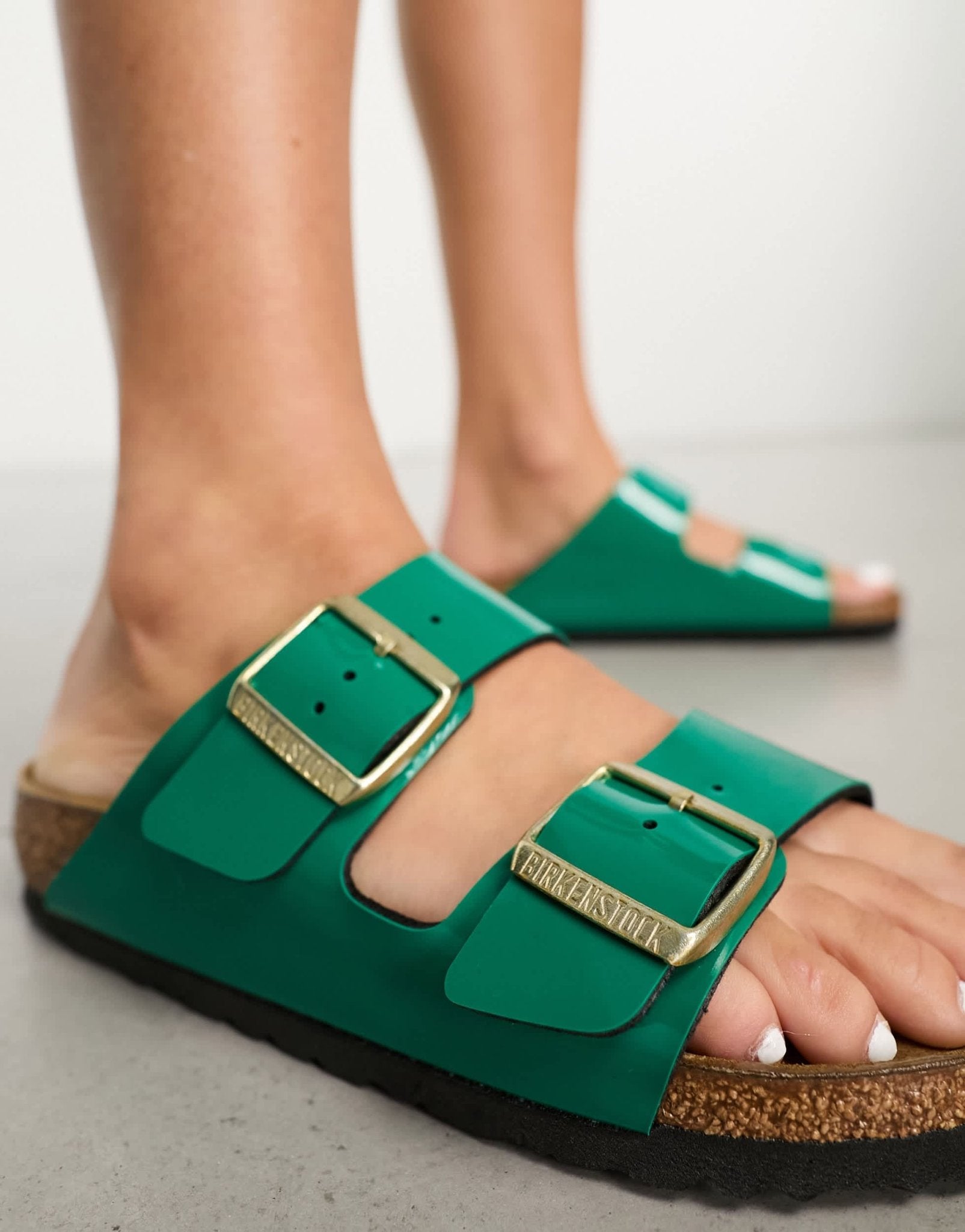 Birkenstock Arizona Sandals in patent green - ASOS Sample Sale