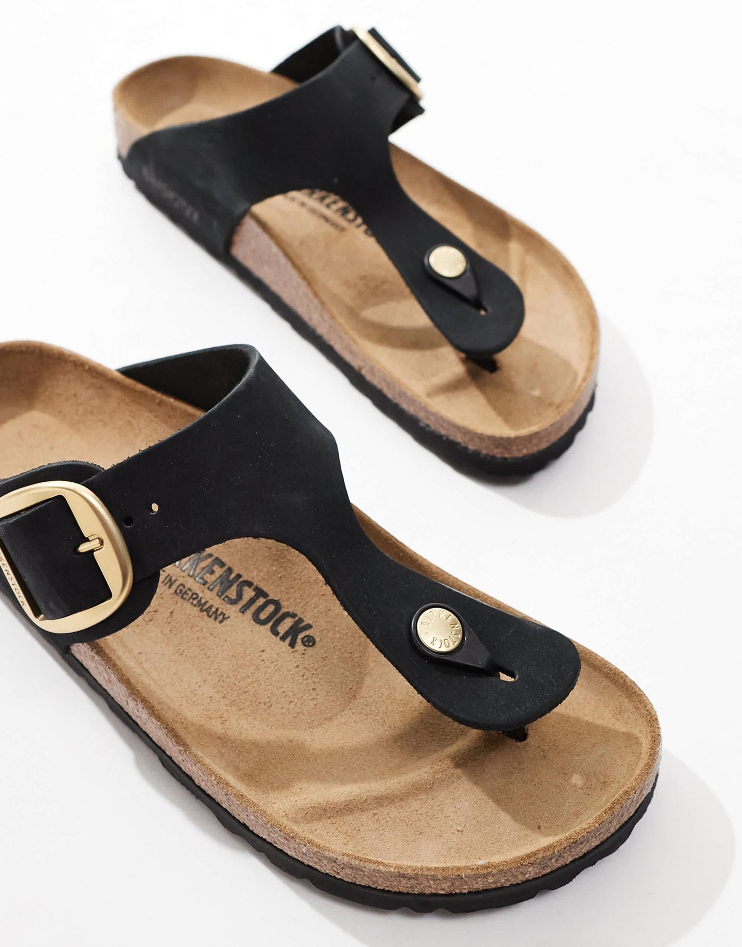 Birkenstock Gizeh big buckle sandals in black nubuck leather - ASOS Sample Sale