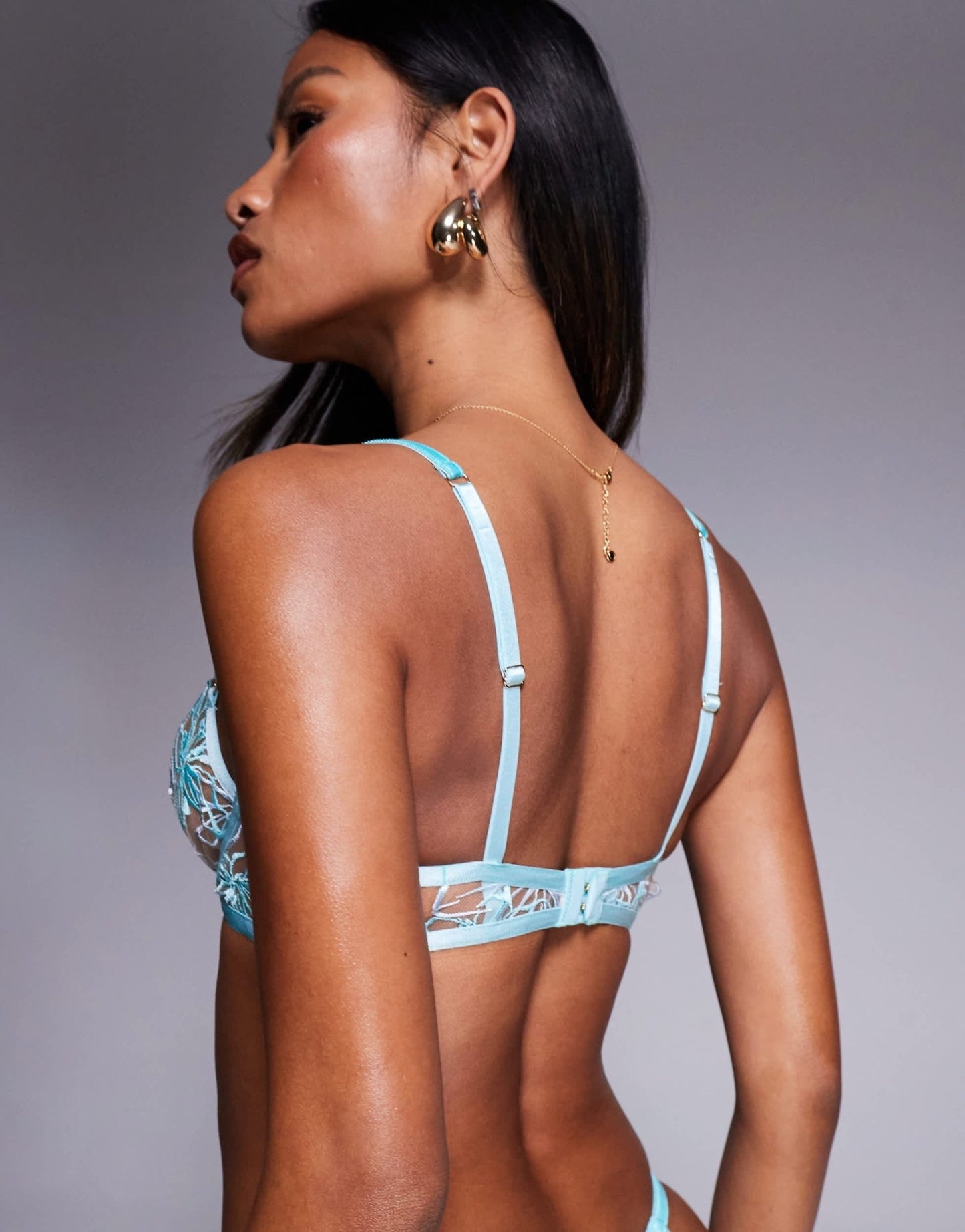 Bluebella Floral Embroidered Wired Bra in Blue - ASOS Sample Sale