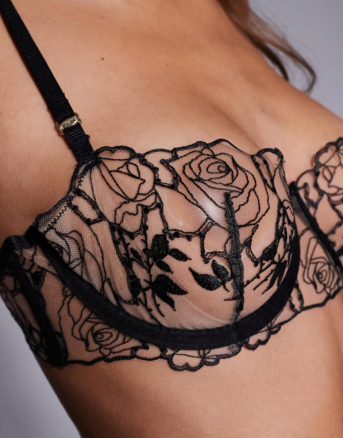 Bluebella Rosalie rose embroidered bra in black - ASOS Sample Sale