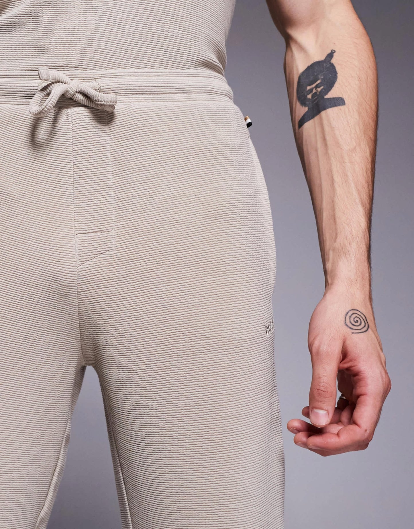 BOSS Bodywear Rib logo shorts in light beige co-ord - ASOS Sample Sale