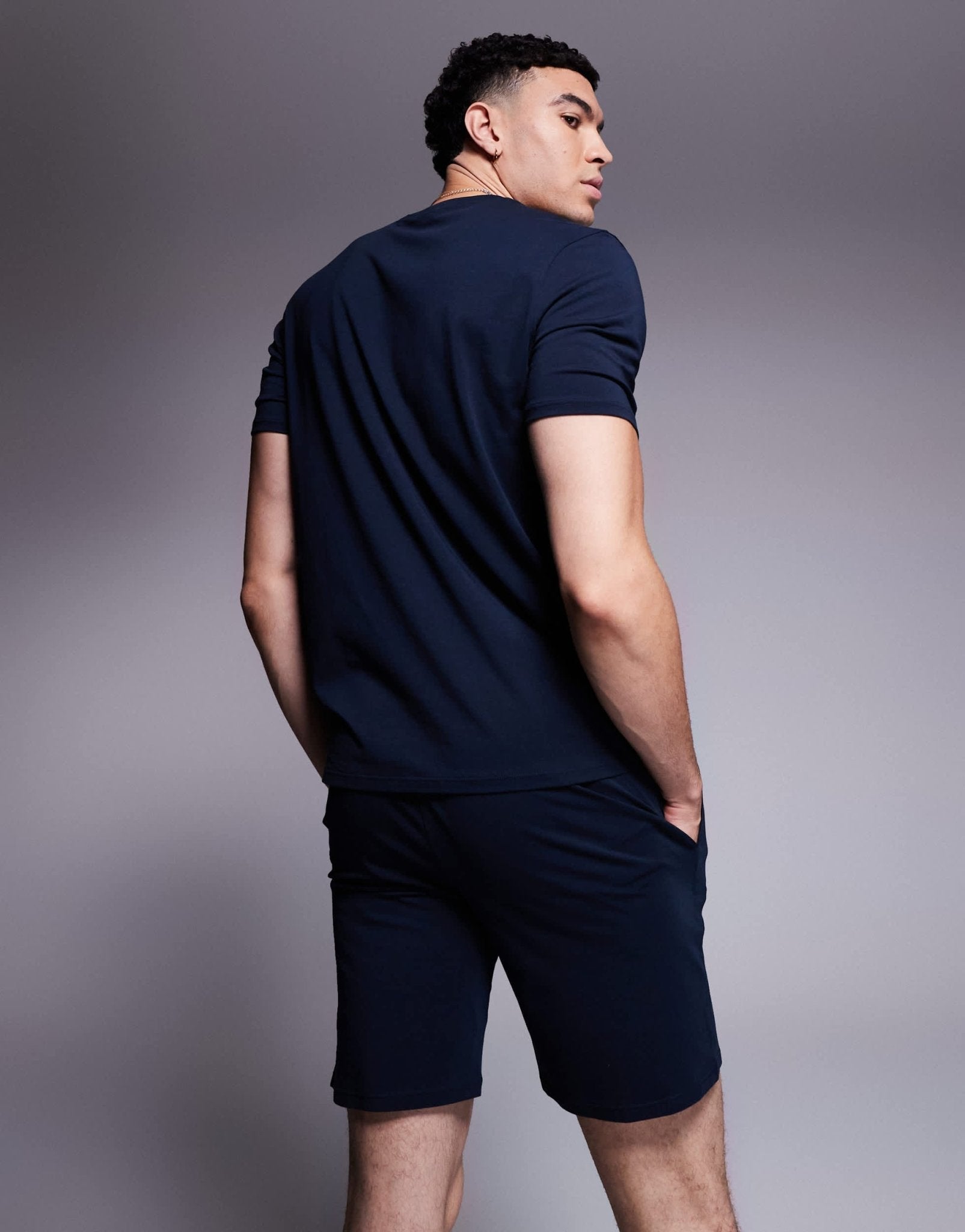 BOSS Bodywear Unique logo shorts in navy CO-ORD - ASOS Sample Sale