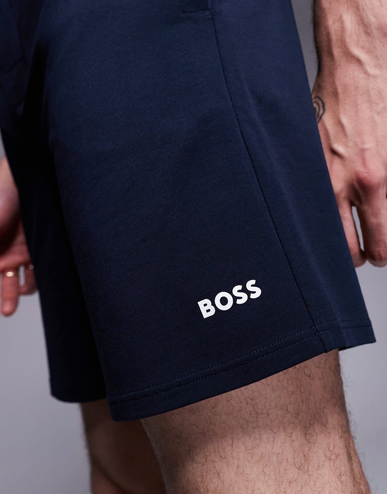BOSS Bodywear Unique logo shorts in navy CO-ORD - ASOS Sample Sale