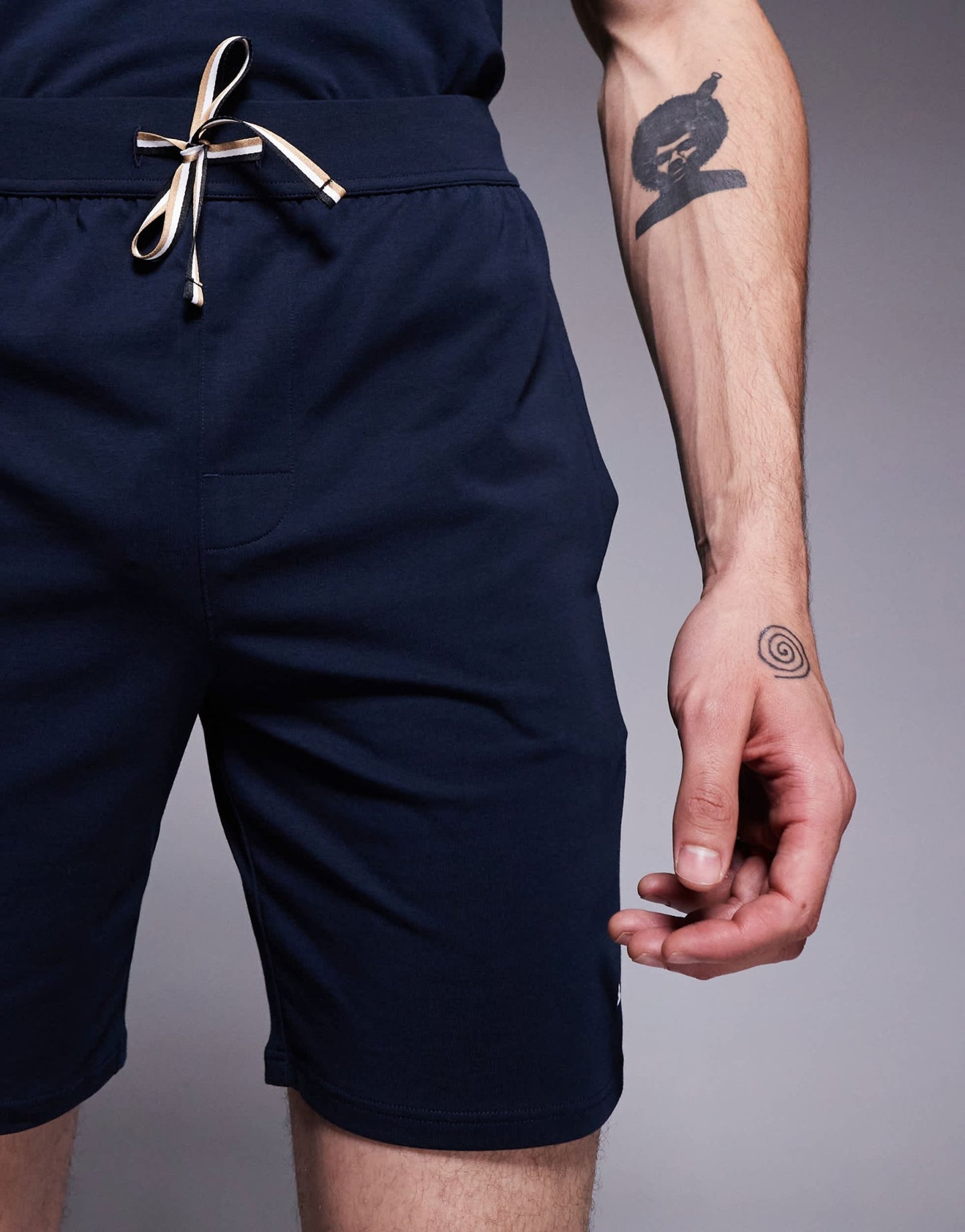BOSS Bodywear Unique logo shorts in navy CO-ORD - ASOS Sample Sale