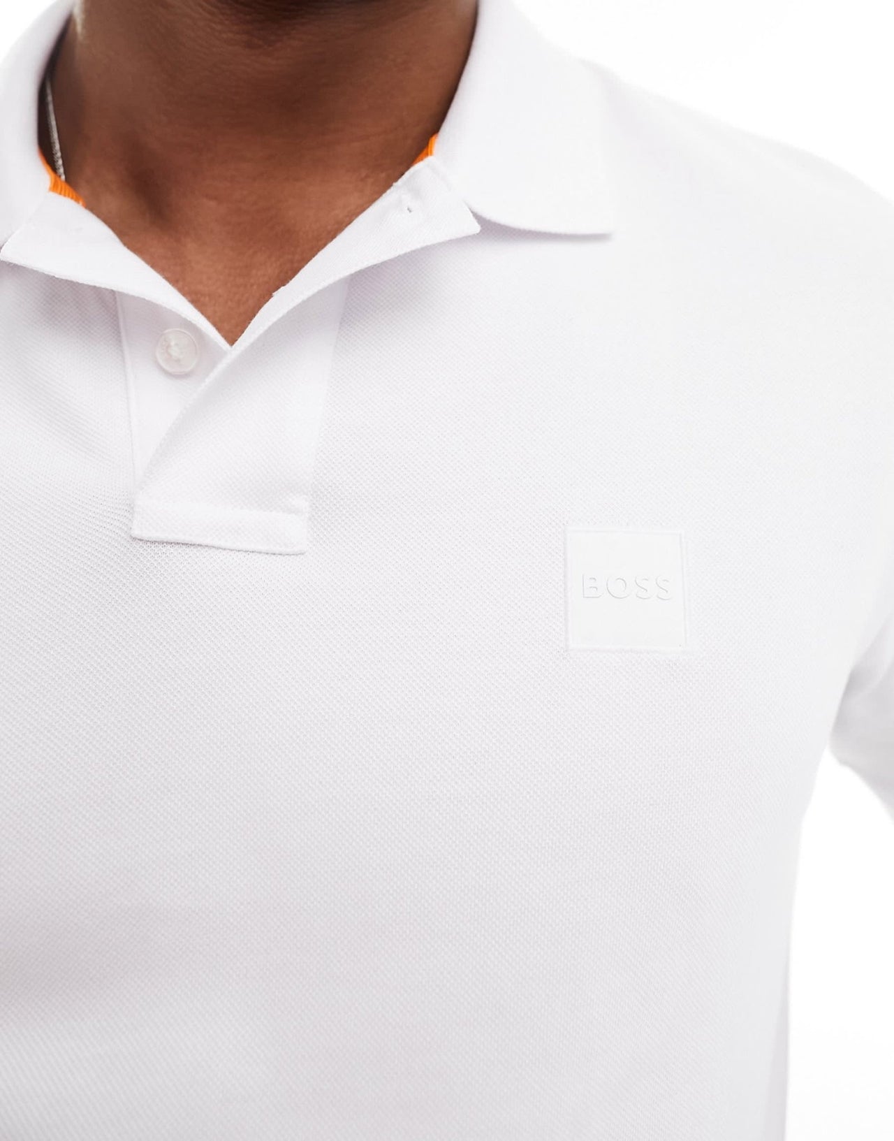 BOSS Orange Passenger slim fit polo in white - ASOS Sample Sale
