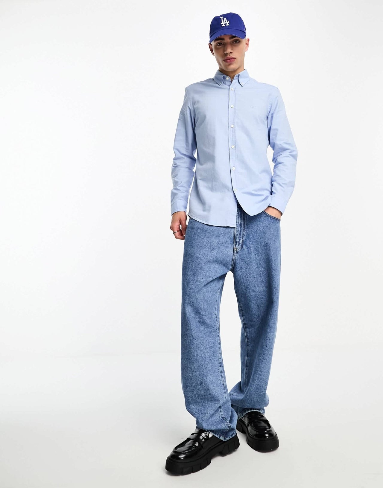 BOSS Orange Rickert regular fit shirt in blue - ASOS Sample Sale