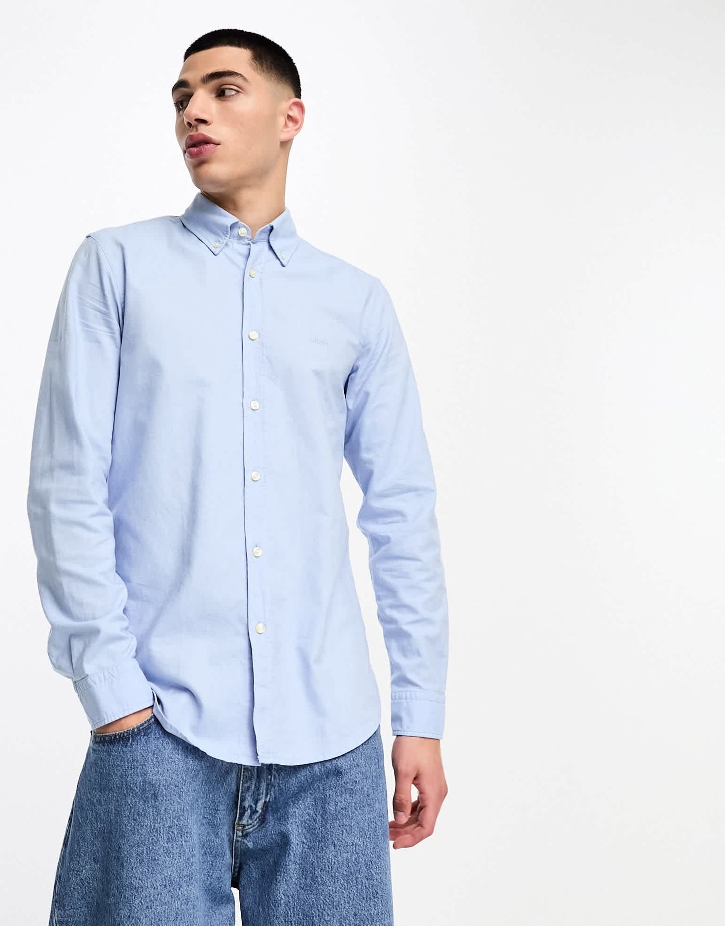 BOSS Orange Rickert regular fit shirt in blue - ASOS Sample Sale