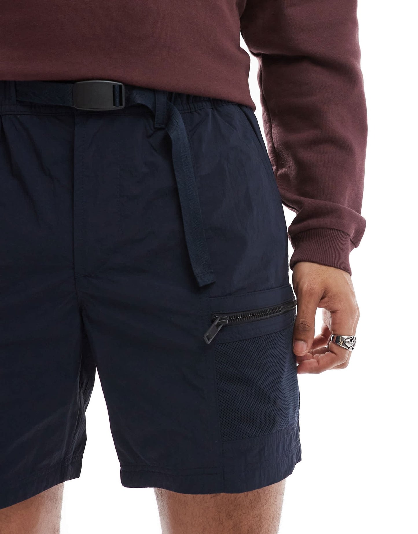 BOSS Orange Sal tab belt nylon tech cargo shorts in navy - ASOS Sample Sale