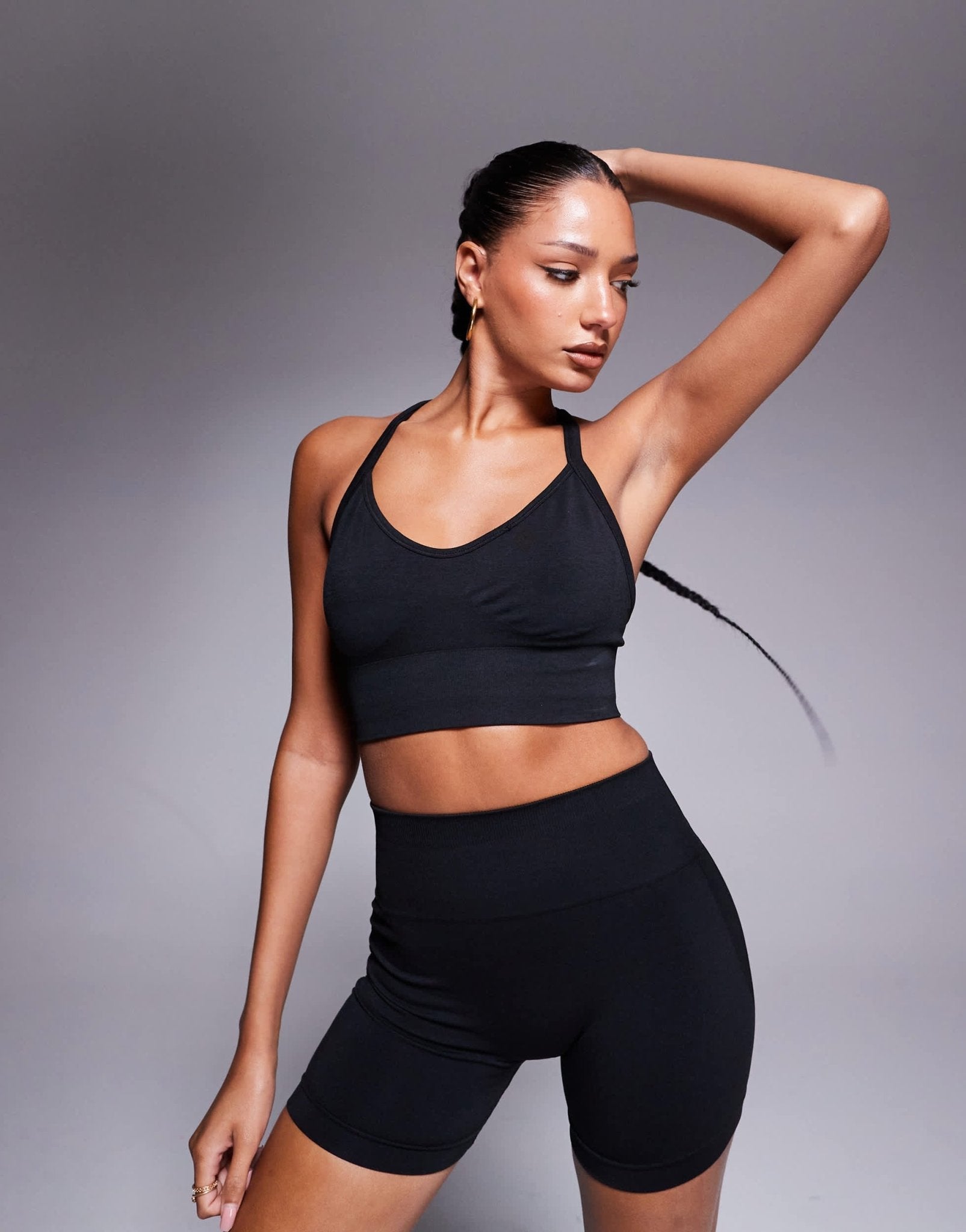 Bo+Tee Define Luxe sports bra co - ord in black - ASOS Sample Sale