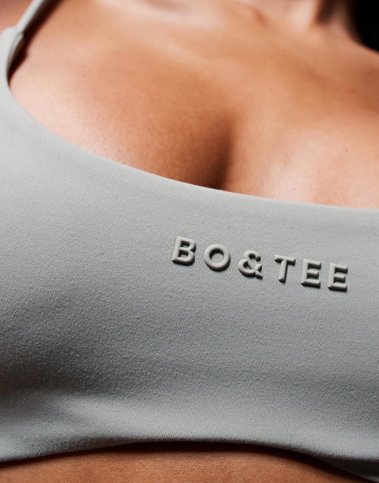 Bo+Tee sports bra co-ord in mineral soft olive - ASOS Sample Sale