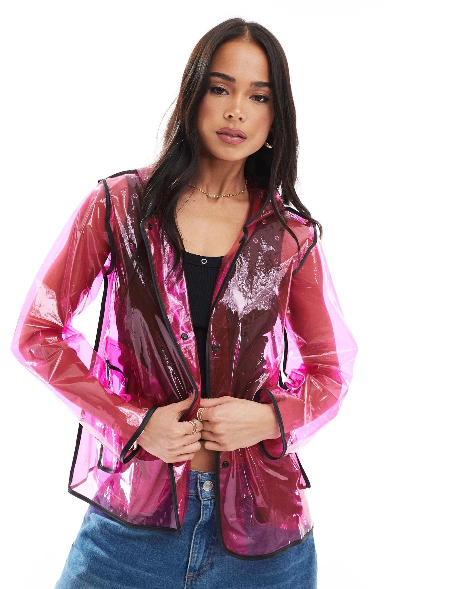 Brave Soul bright pink festival rainmac - ASOS Sample Sale