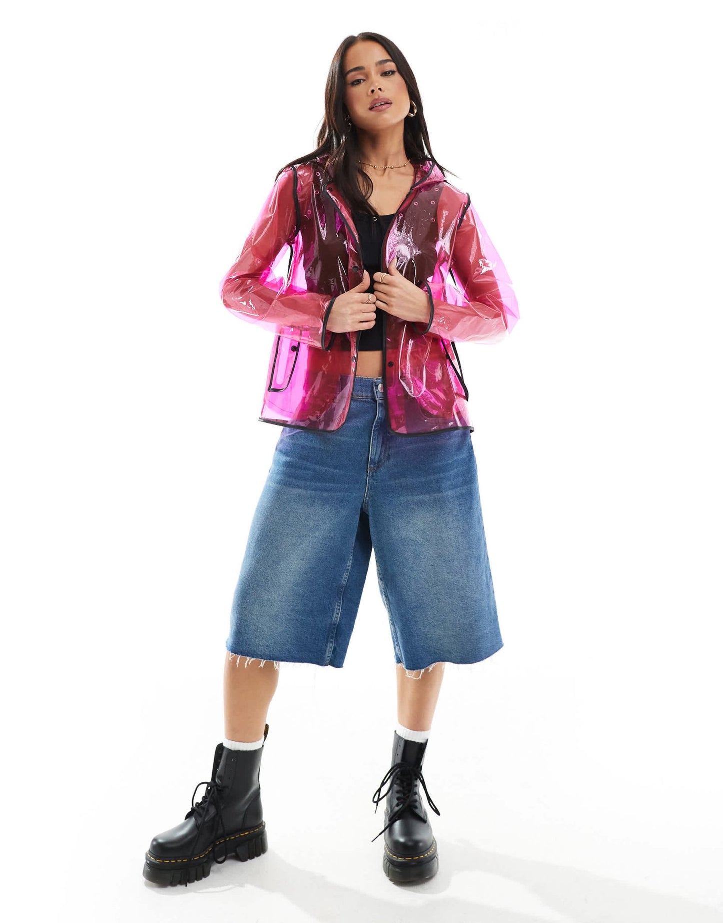 Brave Soul bright pink festival rainmac - ASOS Sample Sale