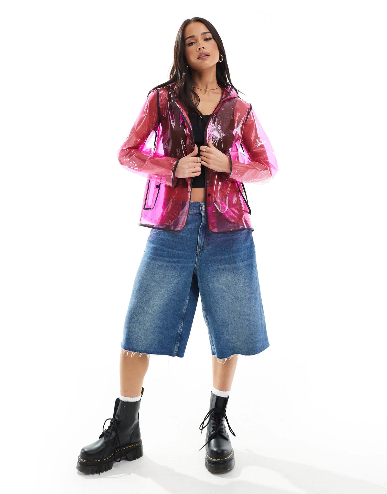 Brave Soul bright pink festival rainmac - ASOS Sample Sale