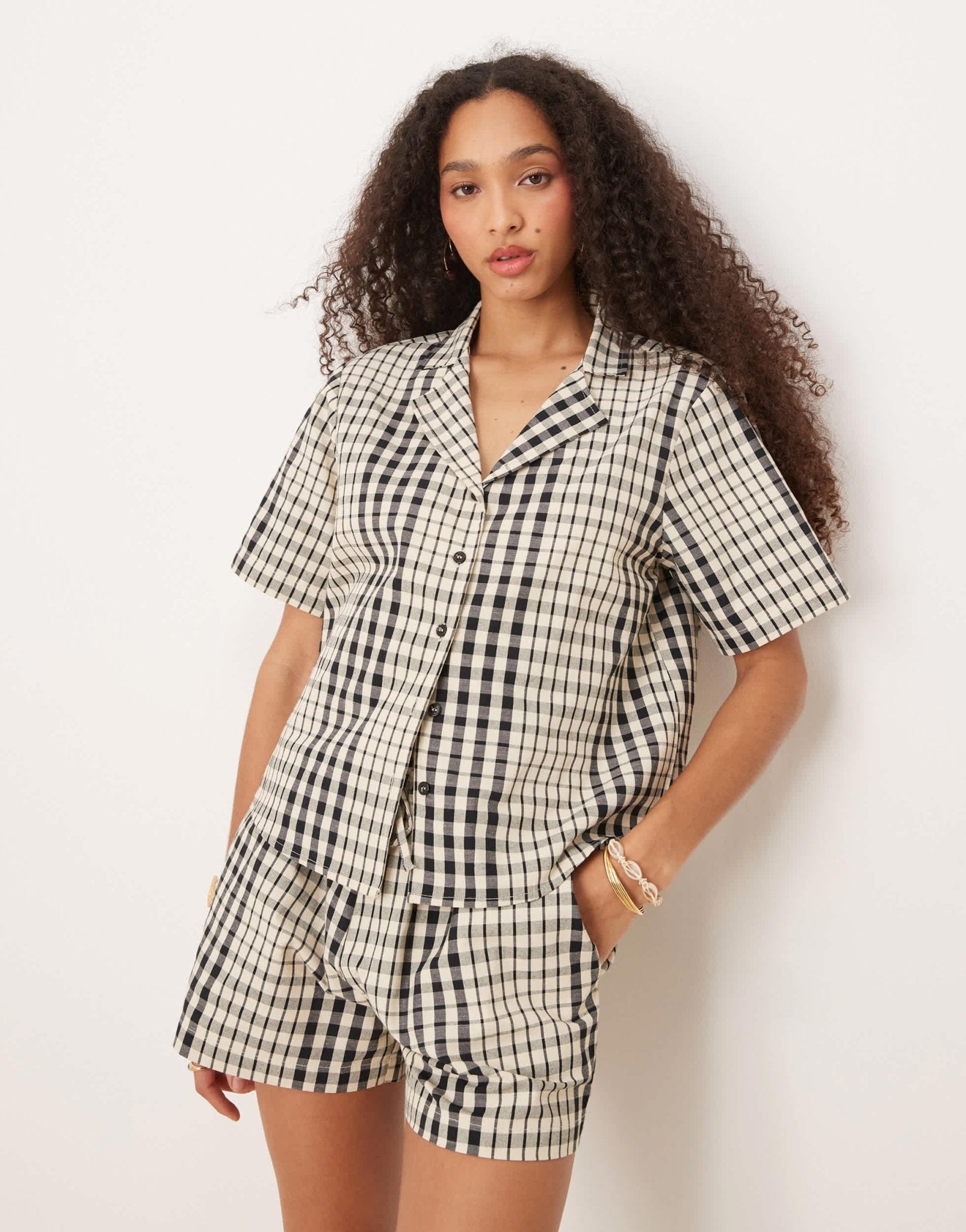 Brave Soul Co-ord relaxed short sleeve shirt in check design - ASOS Sample Sale