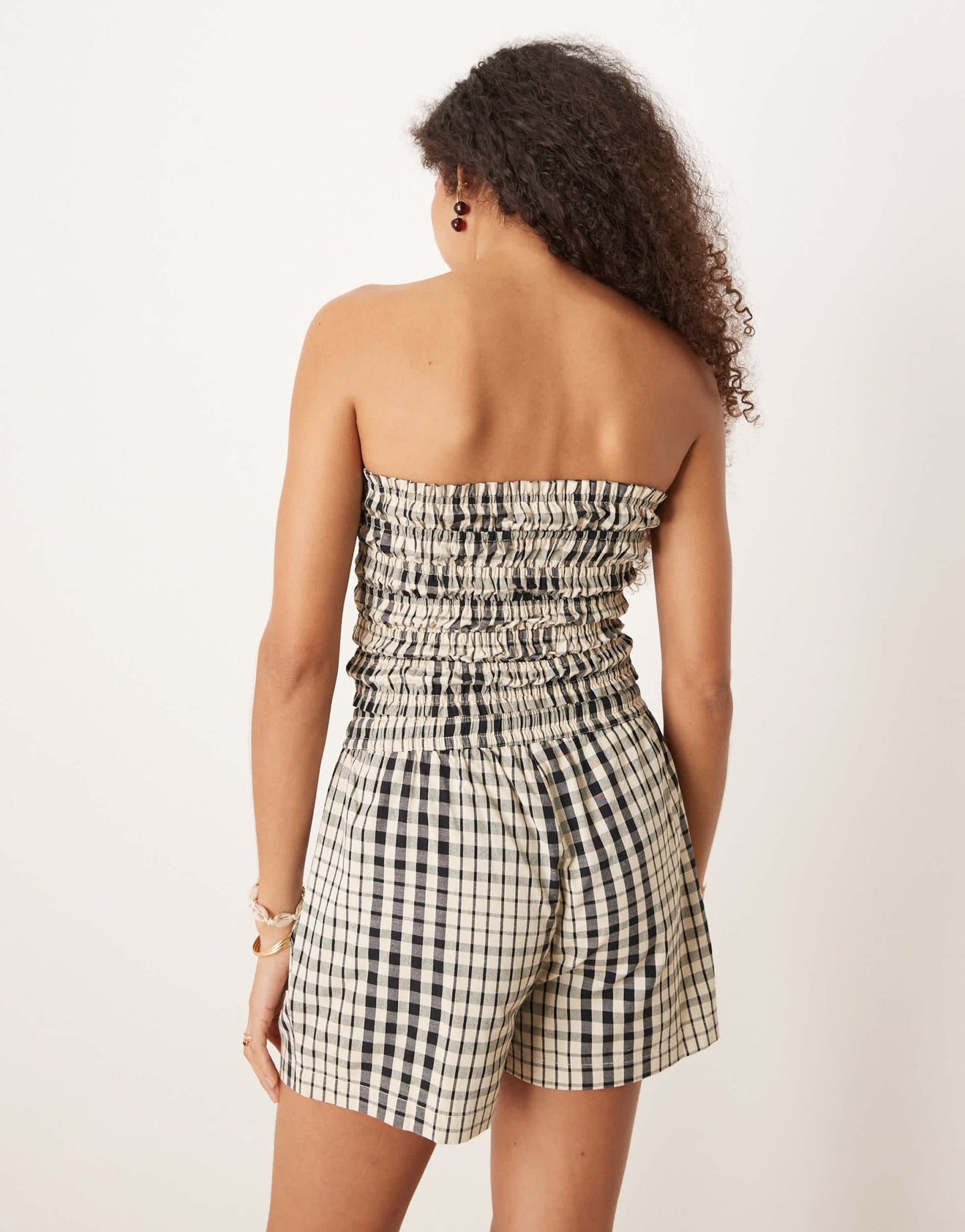 Brave Soul Co-ord shirred bandeau top in check design - ASOS Sample Sale
