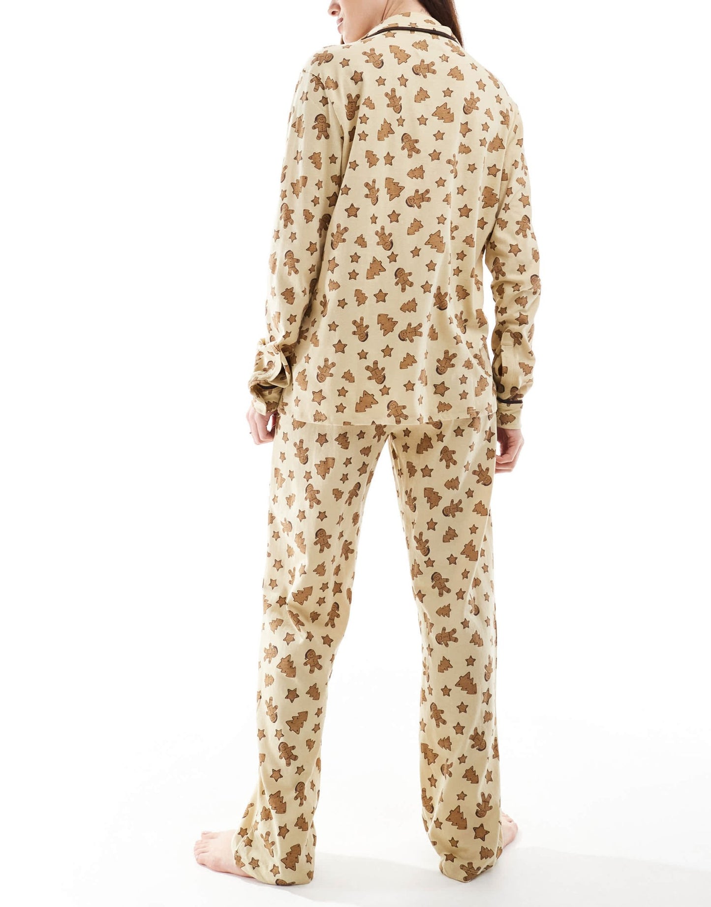 Brave Soul gingerbread print pyjama set in yellow - ASOS Sample Sale