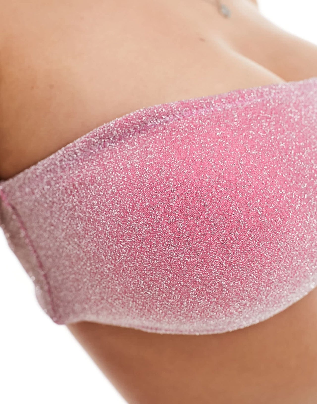 Brave Soul glitter bandeau bikini top with removable cups in pink - ASOS Sample Sale