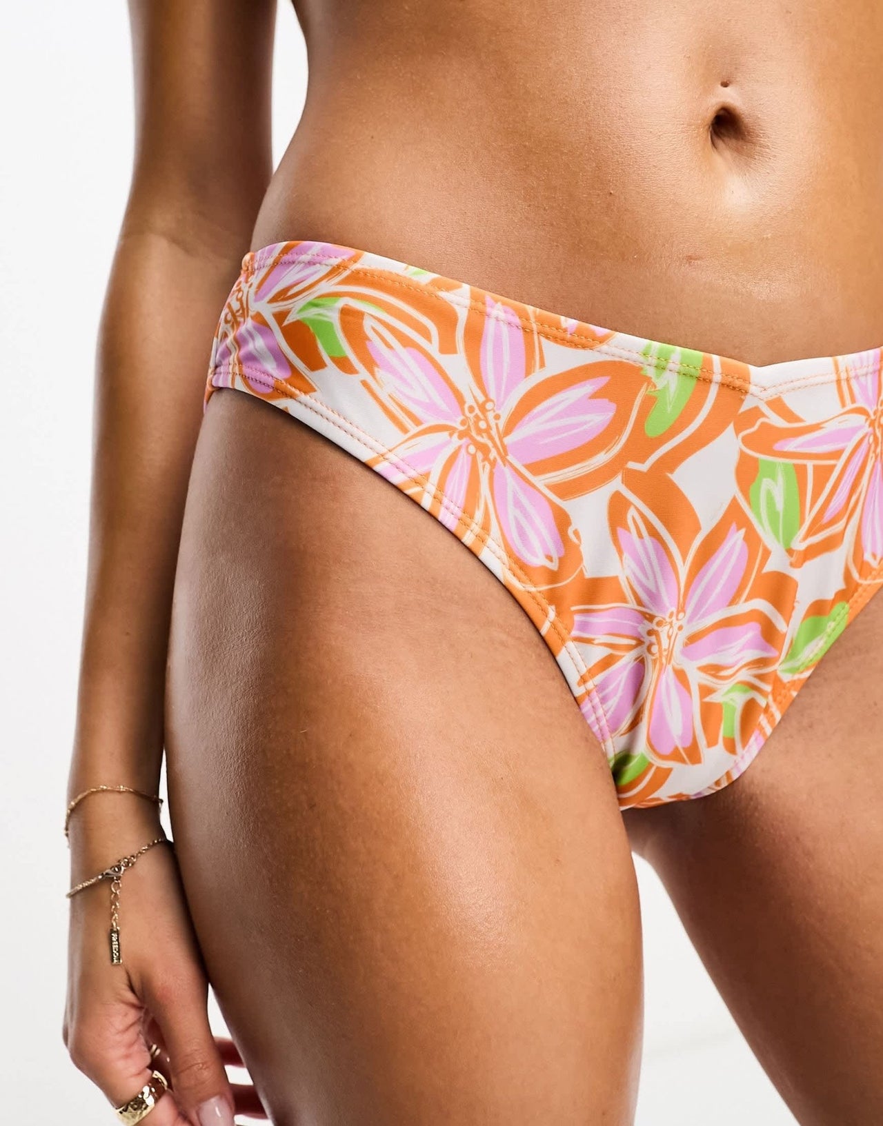Brave Soul high leg bikini bottom in orange floral print - ASOS Sample Sale