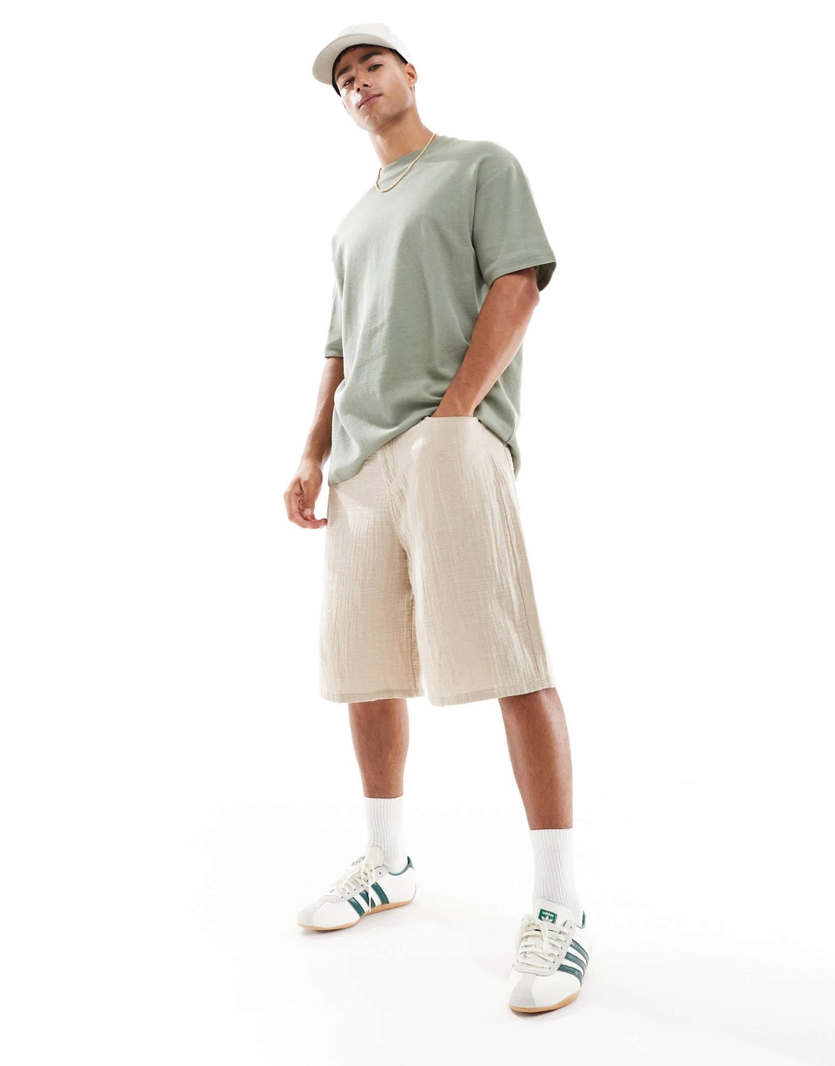 Brave Soul high neck oversized t-shirt in sage green - ASOS Sample Sale