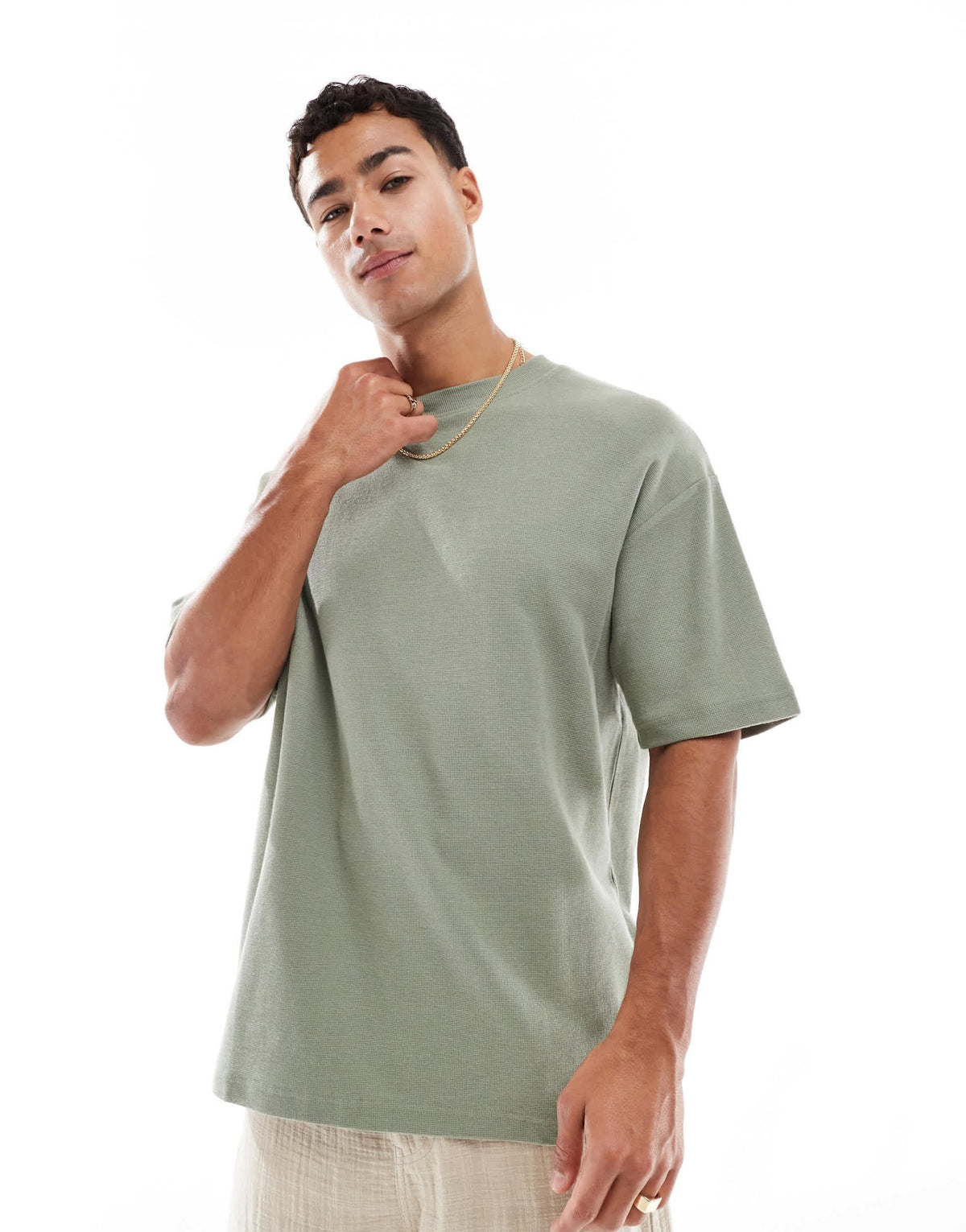 Brave Soul high neck oversized t-shirt in sage green - ASOS Sample Sale