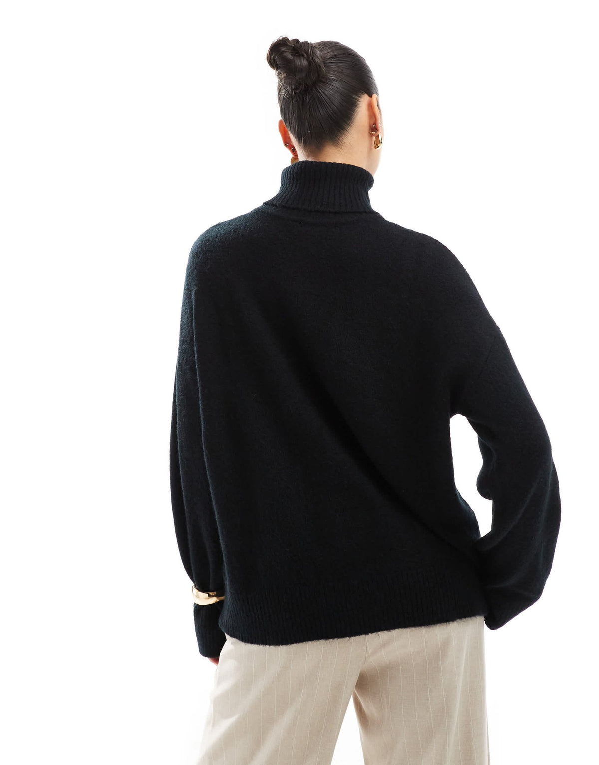Brave Soul knitted roll neck jumper in black - ASOS Sample Sale