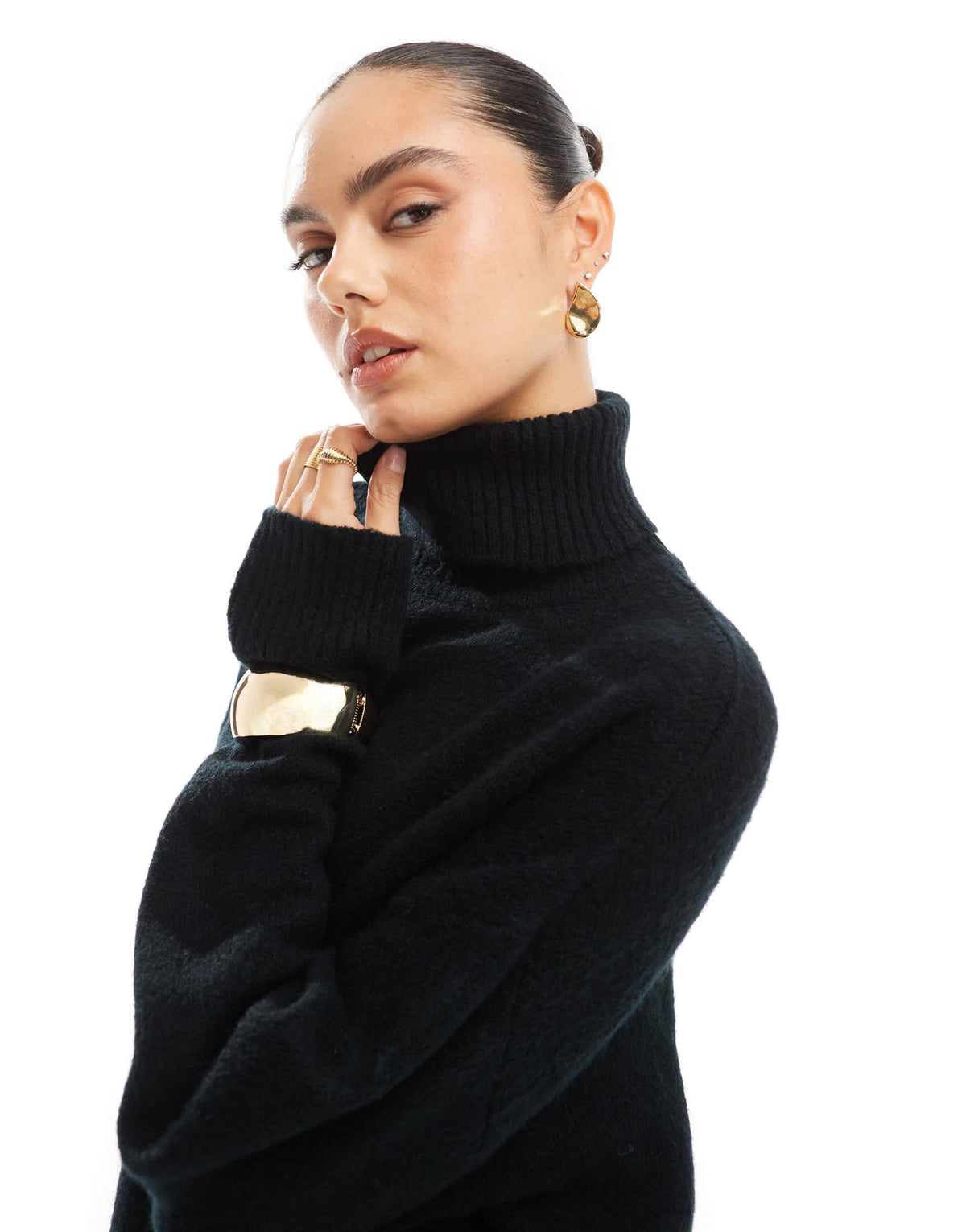 Brave Soul knitted roll neck jumper in black - ASOS Sample Sale