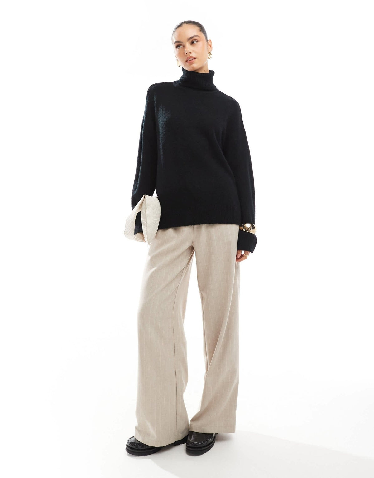 Brave Soul knitted roll neck jumper in black - ASOS Sample Sale