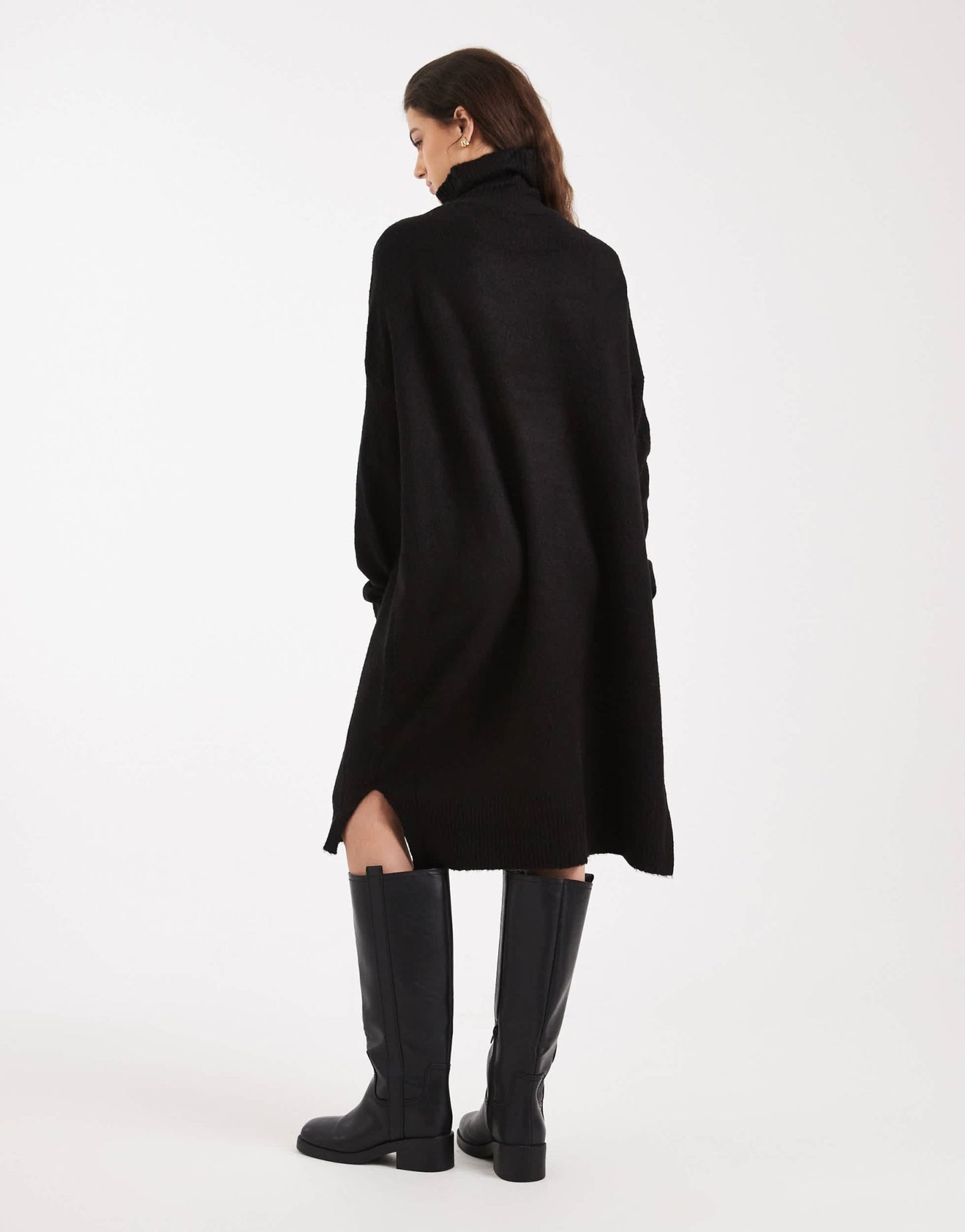 Brave Soul knitted roll neck mini jumper dress in black - ASOS Sample Sale