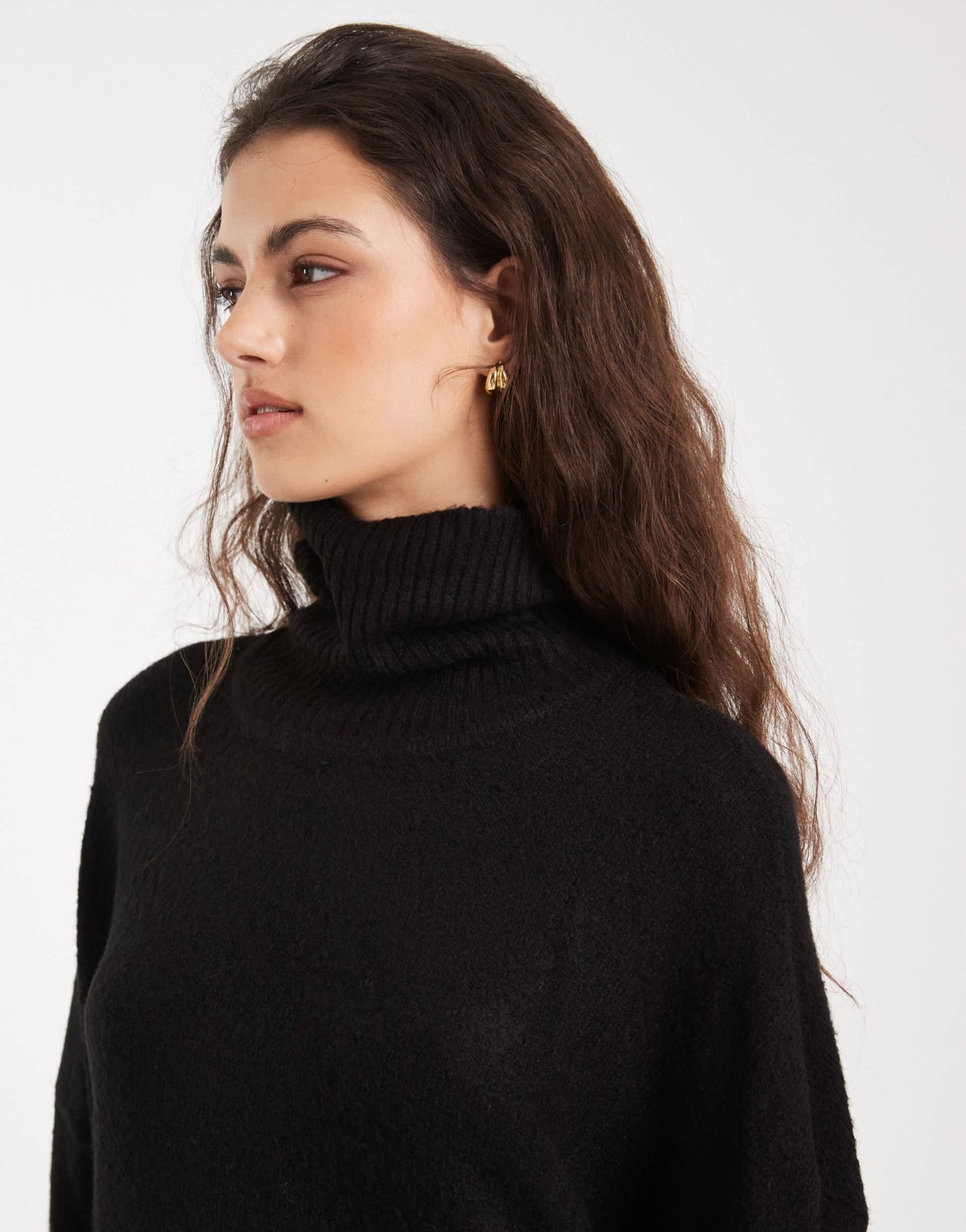 Brave Soul knitted roll neck mini jumper dress in black - ASOS Sample Sale