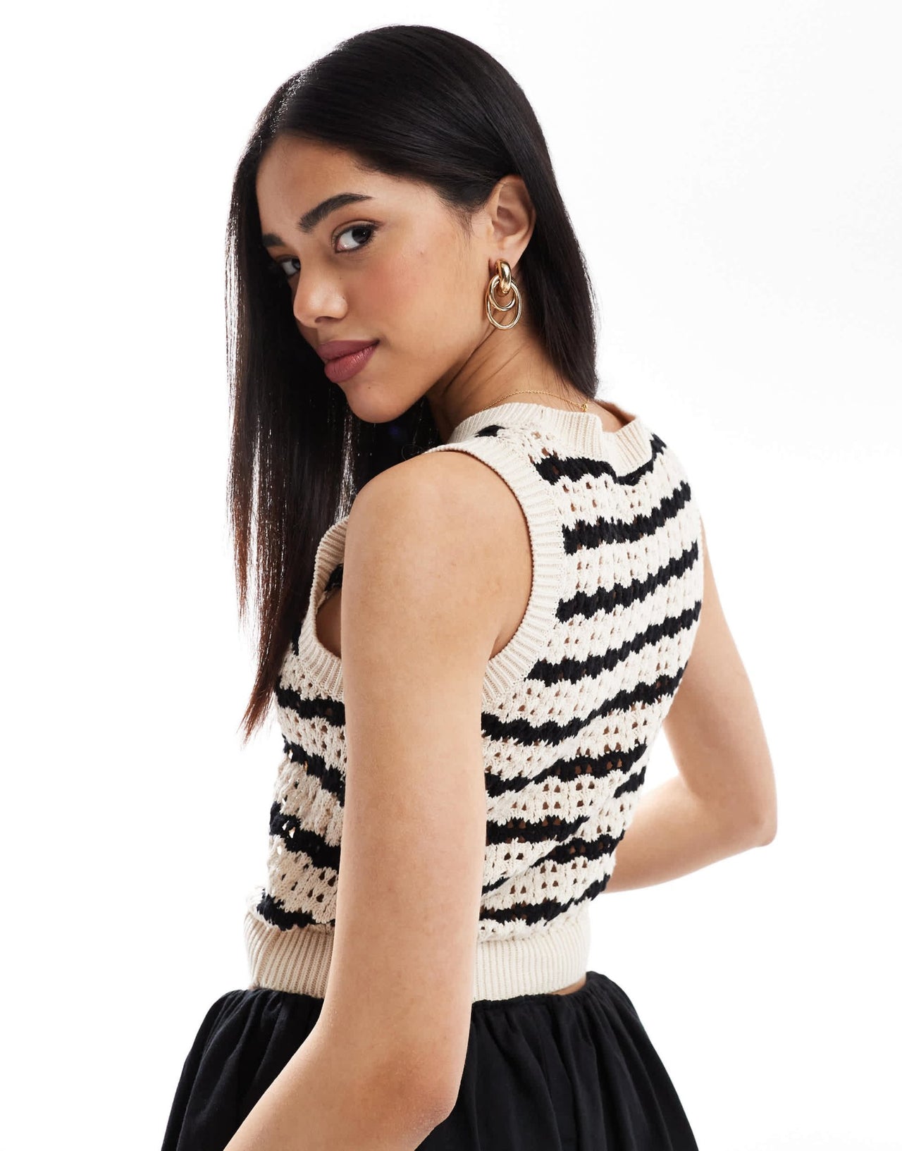 Brave Soul knitted vest in black and stone stripe - ASOS Sample Sale