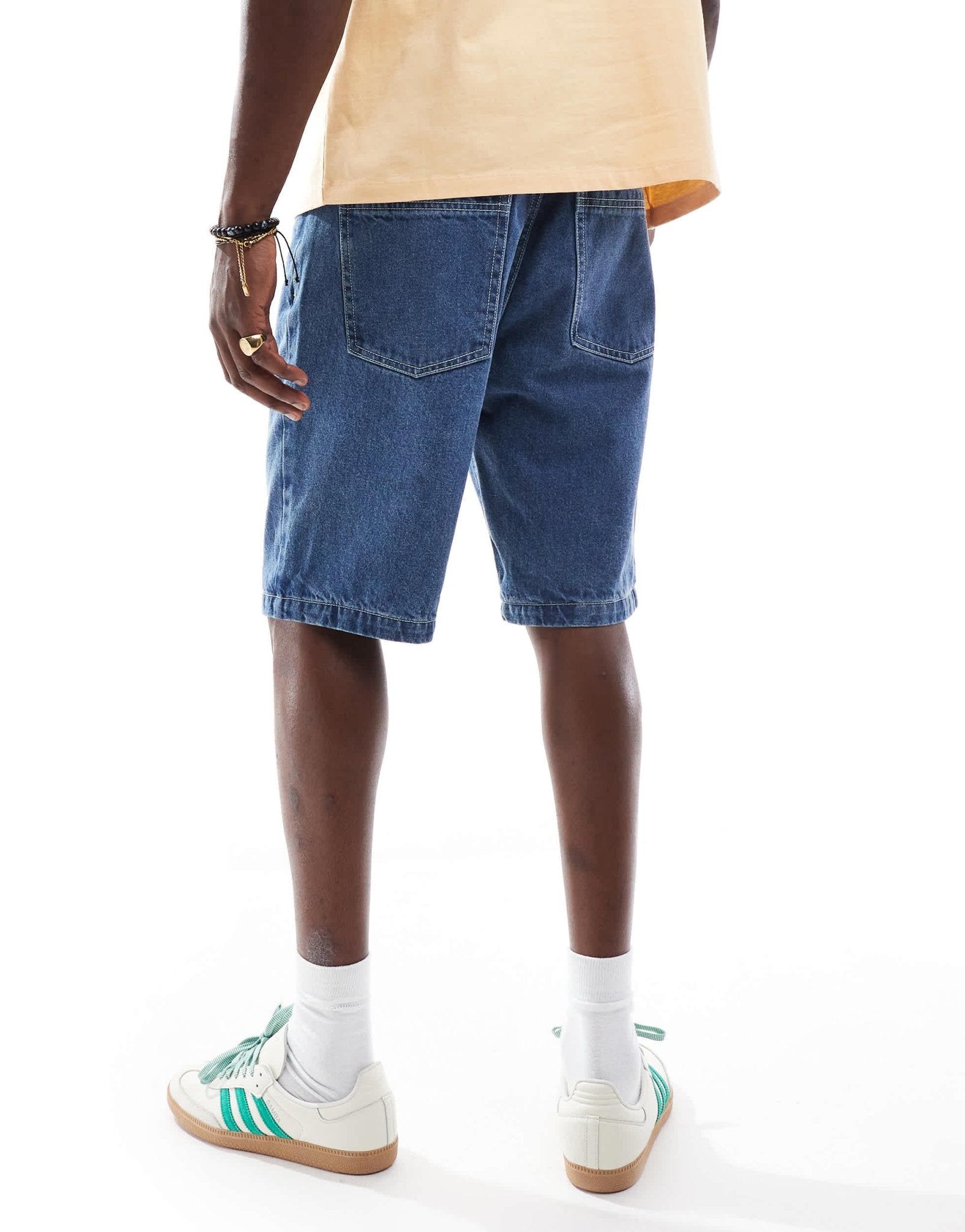 Brave Soul longline denim shorts in blue - ASOS Sample Sale