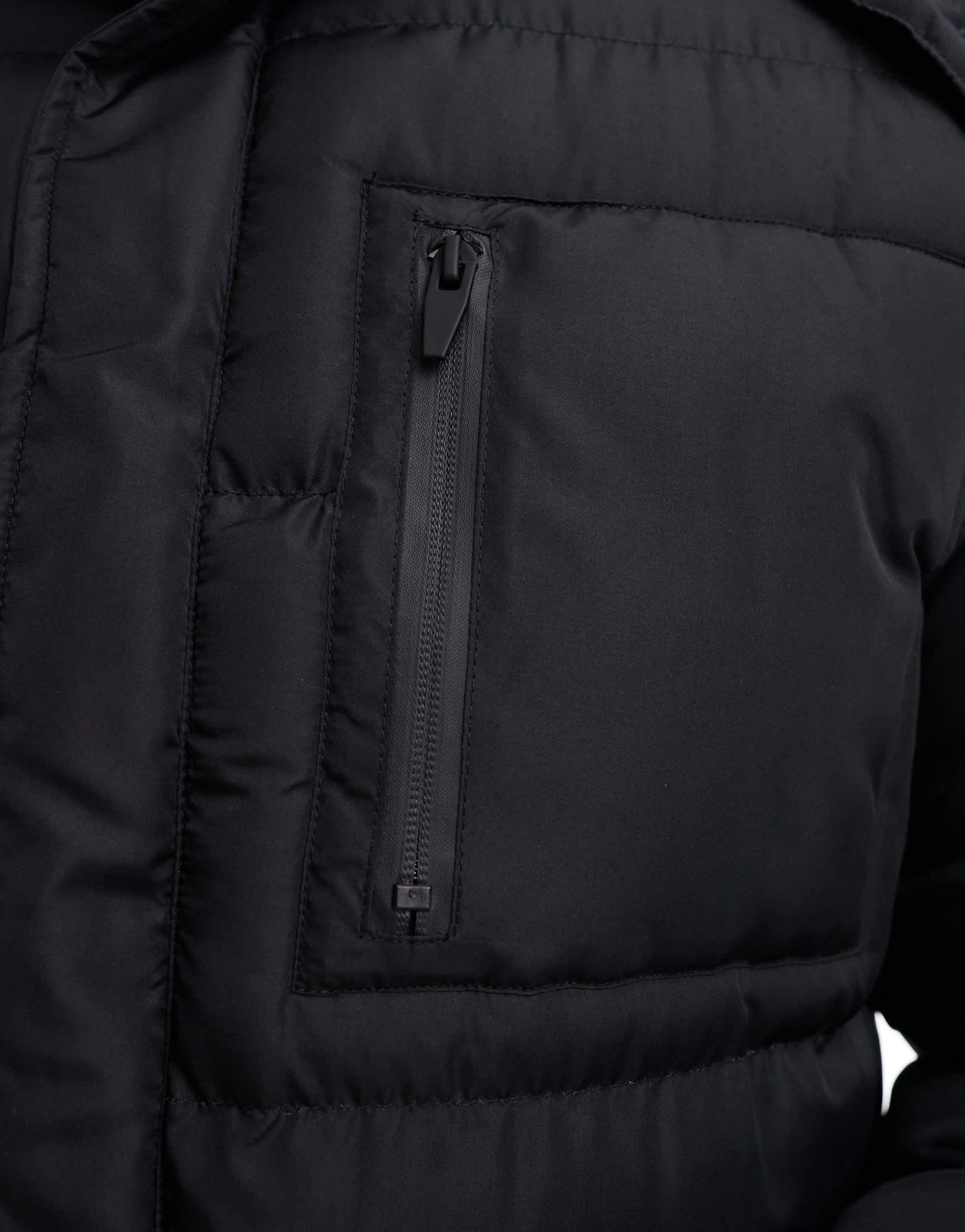 Brave Soul longline puffer jacket with detachable hood in black - ASOS Sample Sale