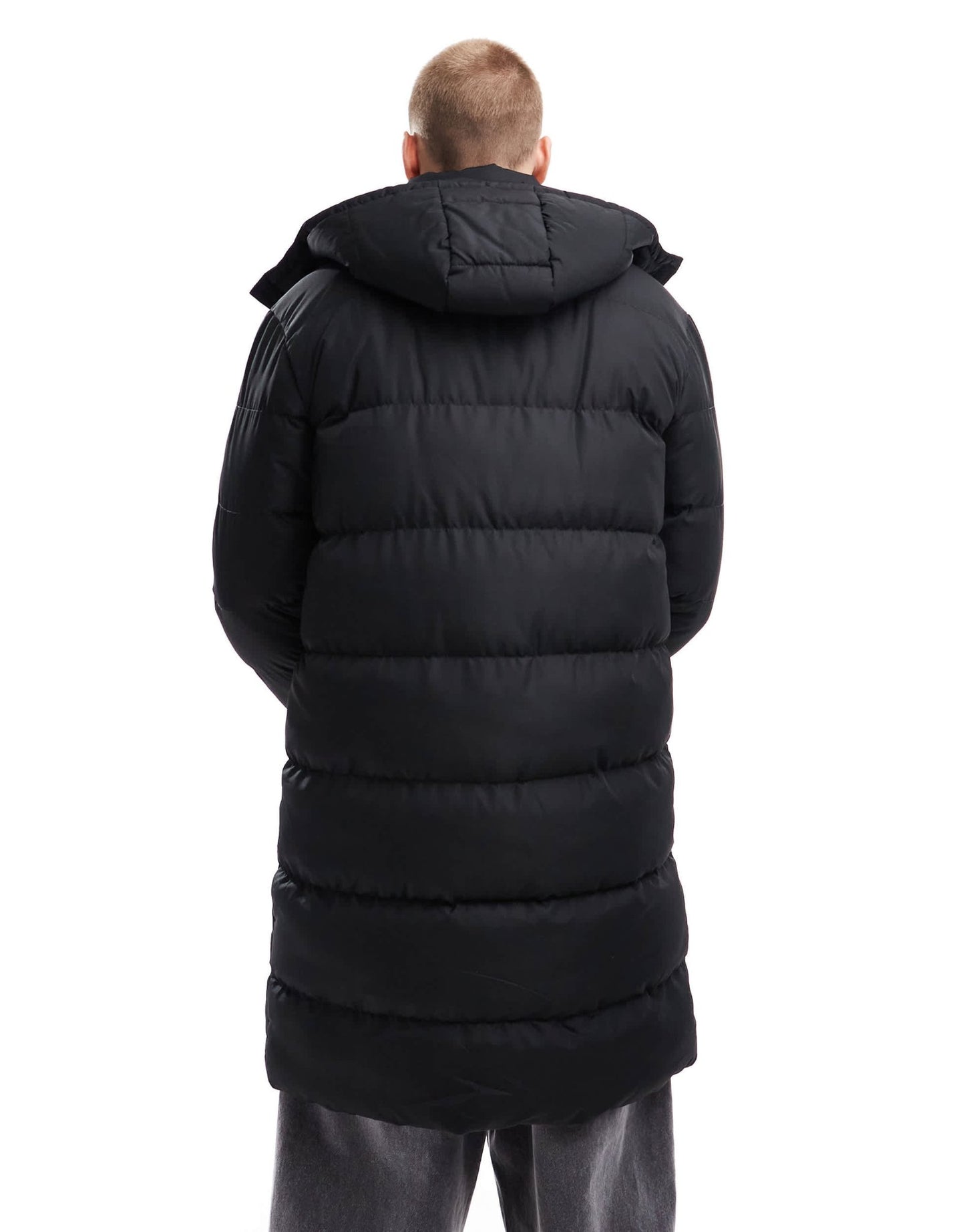 Brave Soul longline puffer jacket with detachable hood in black - ASOS Sample Sale