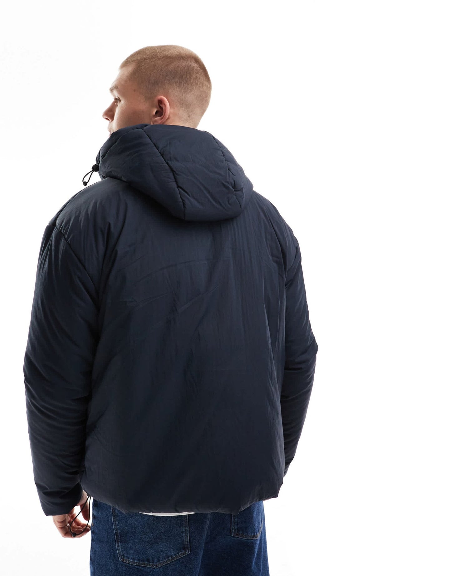 Brave Soul padded jacket with hood in navy - ASOS Sample Sale