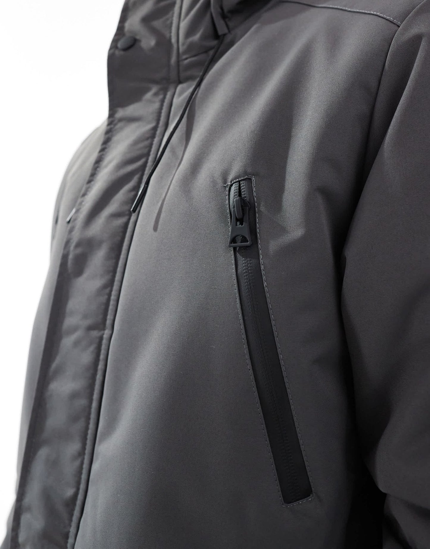 Brave Soul parka jacket with hood and concealed zip in grey - ASOS Sample Sale