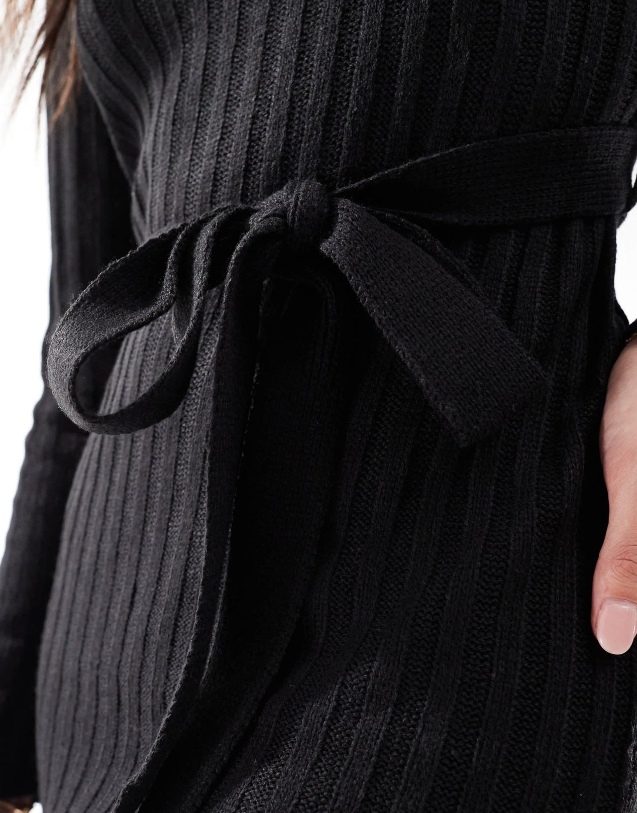 Brave Soul Petite knitted midi dress with slit in black - ASOS Sample Sale