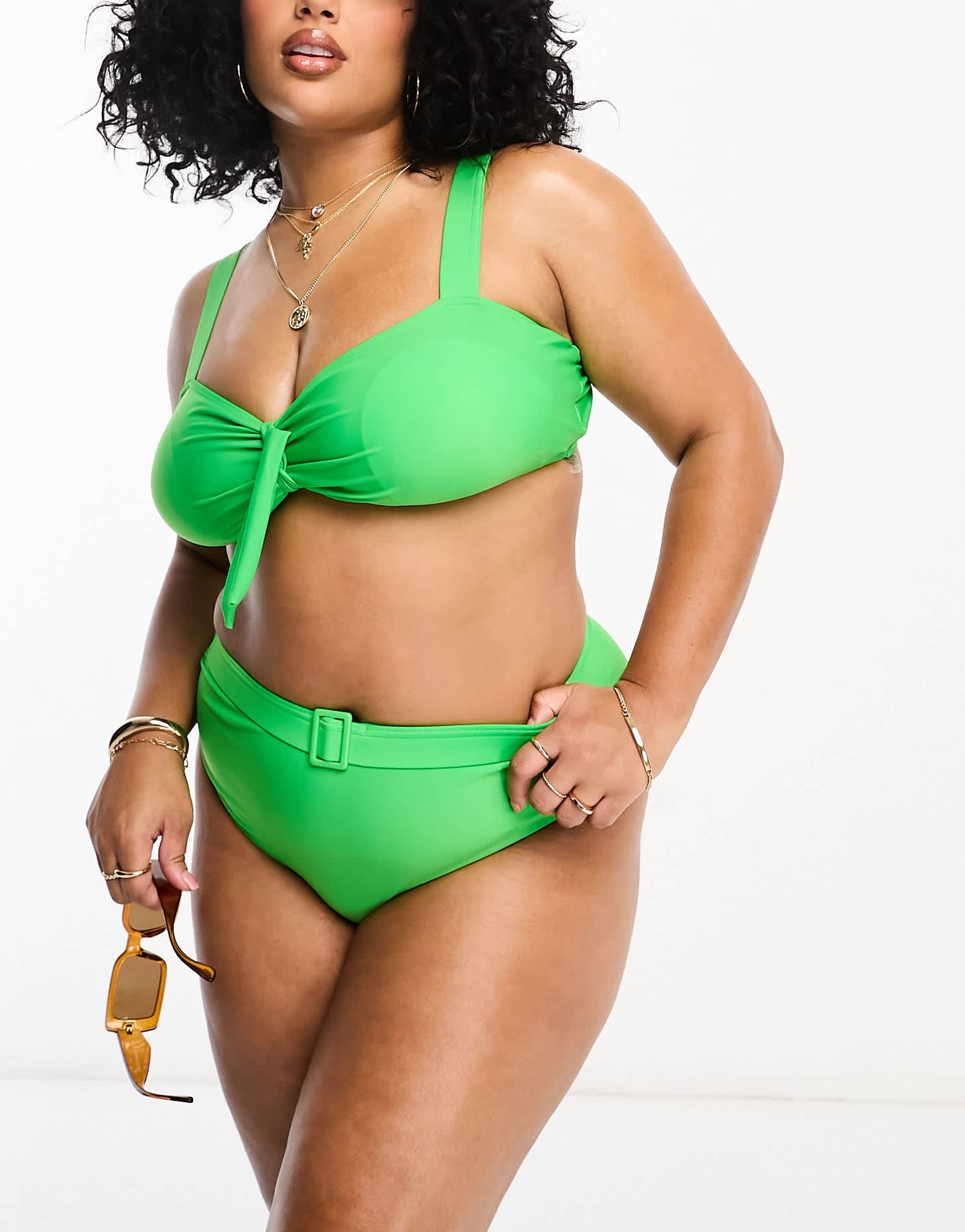 Brave Soul Plus belted bikini bottom in green - ASOS Sample Sale