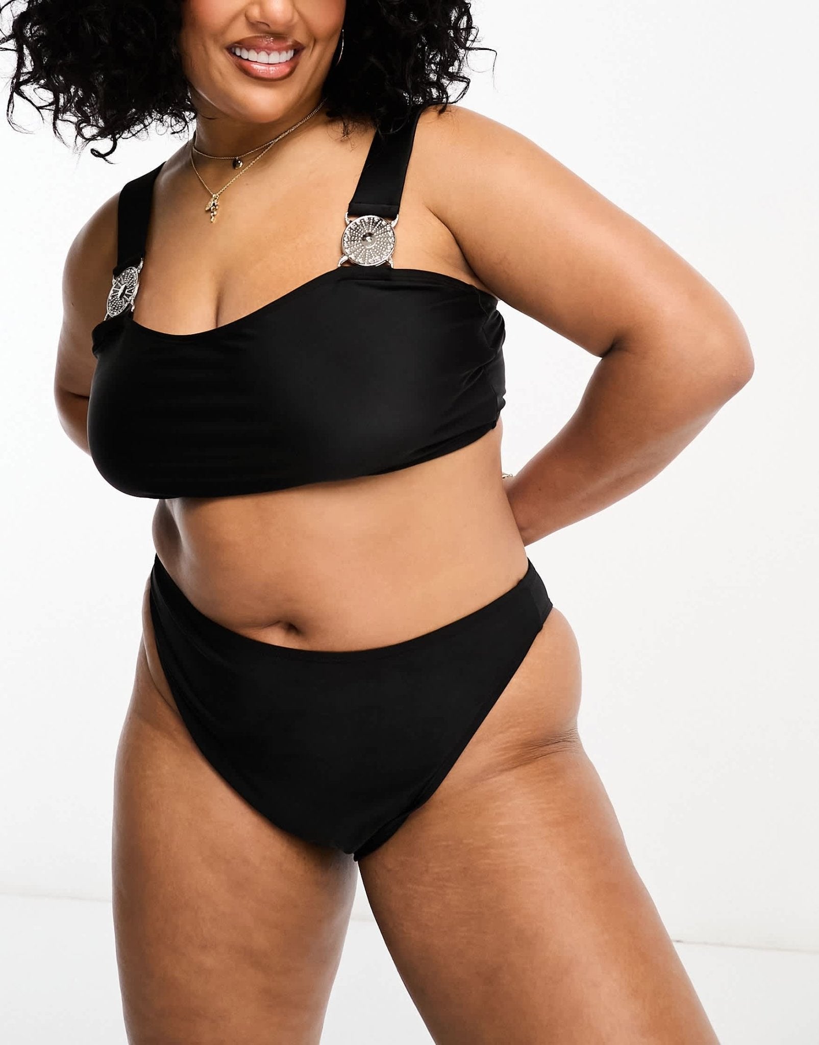 Brave Soul Plus high waist bikini bottom in black - ASOS Sample Sale