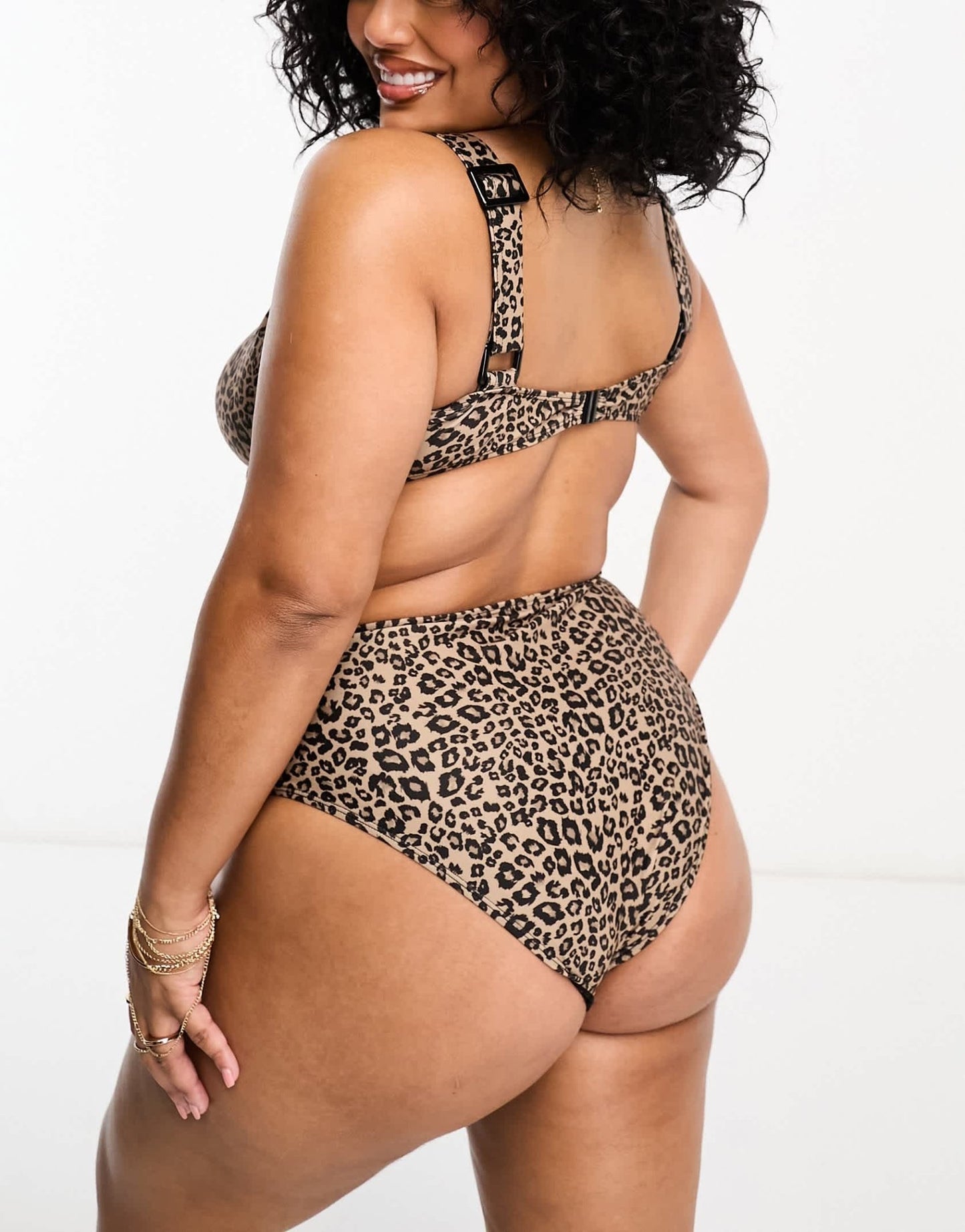 Brave Soul Plus tie front bikini top in brown leopard print - ASOS Sample Sale
