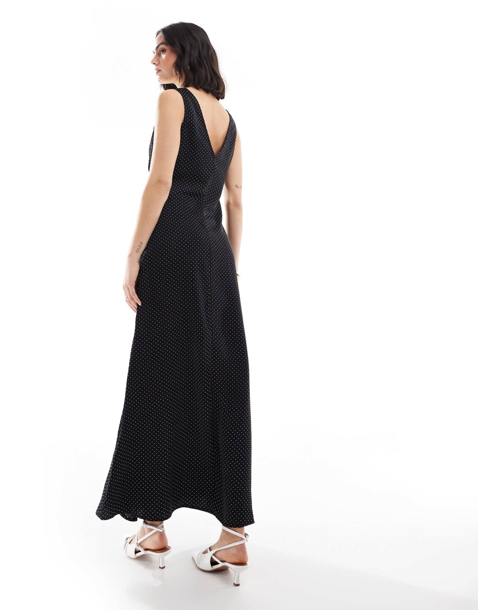 Brave Soul polka dot sleeveless satin dress in black - ASOS Sample Sale