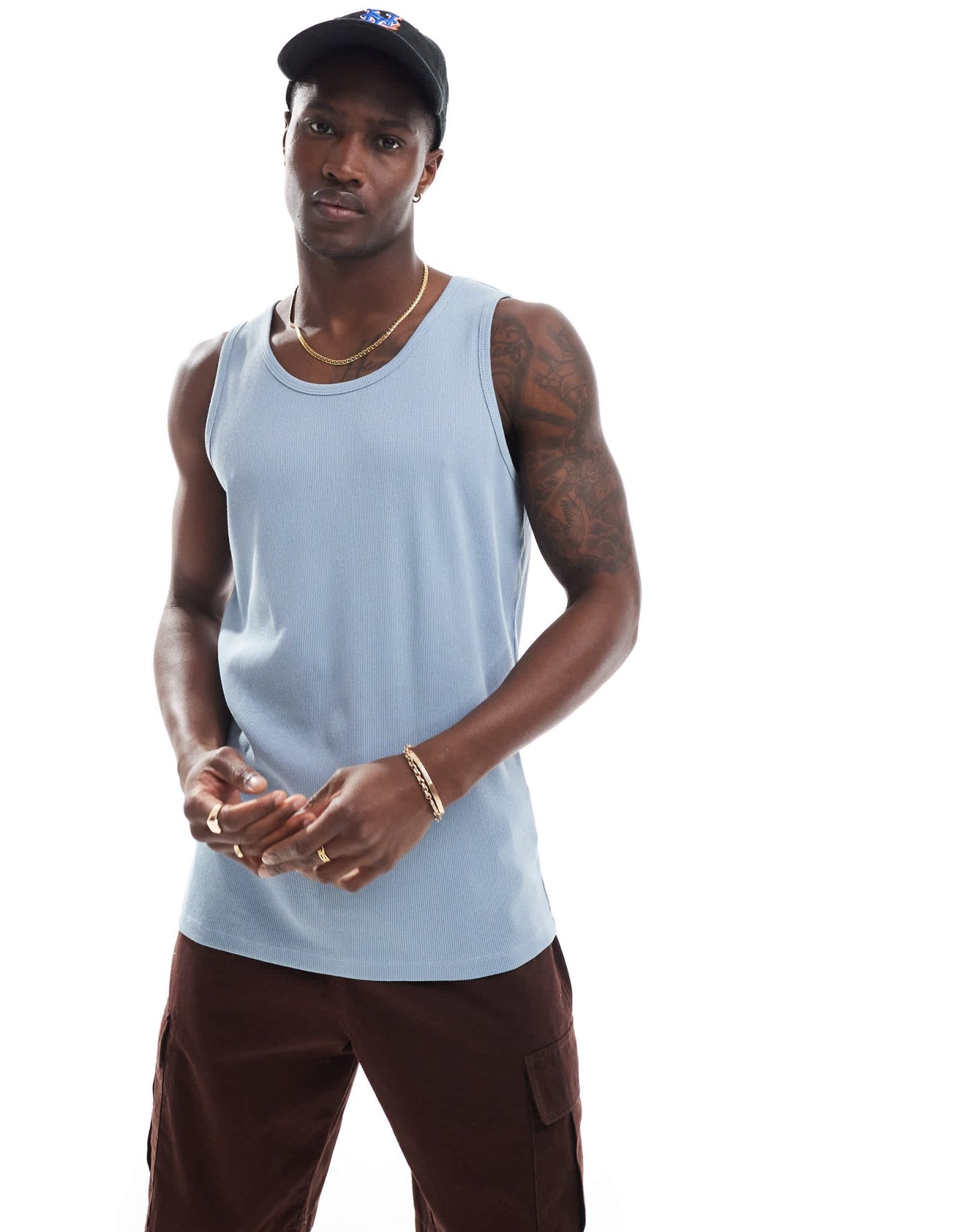 Brave Soul ribbed classic vest in steel blue - ASOS Sample Sale