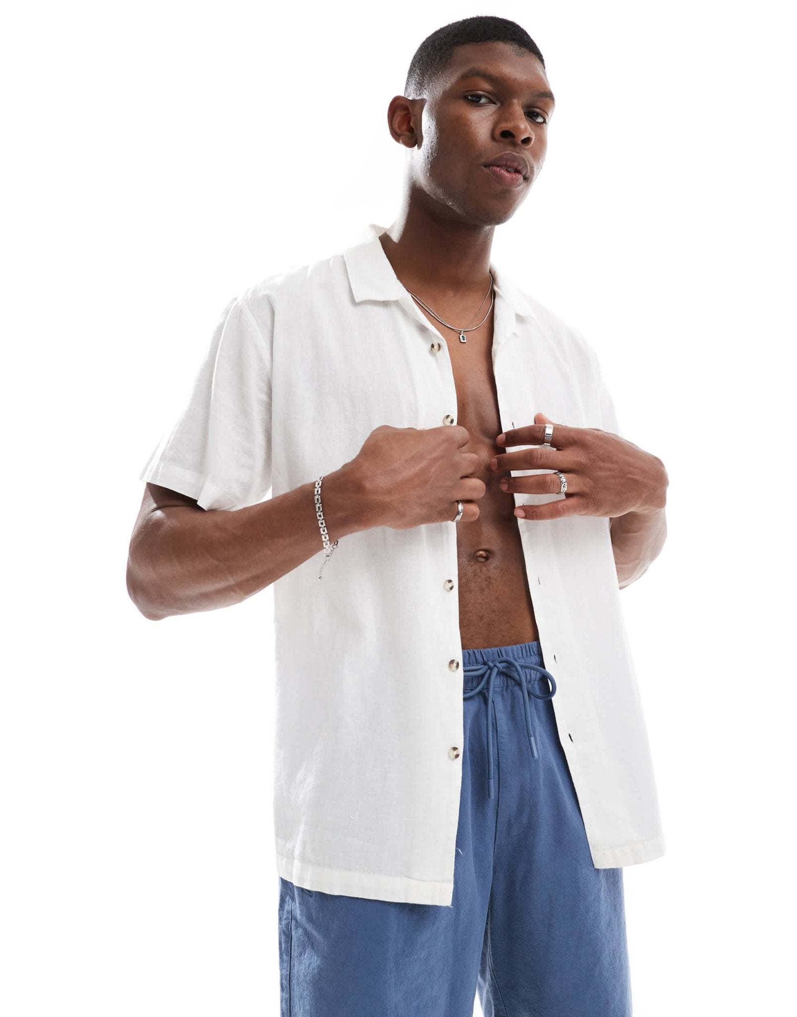 Brave Soul short sleeve cotton shirt in white - ASOS Sample Sale