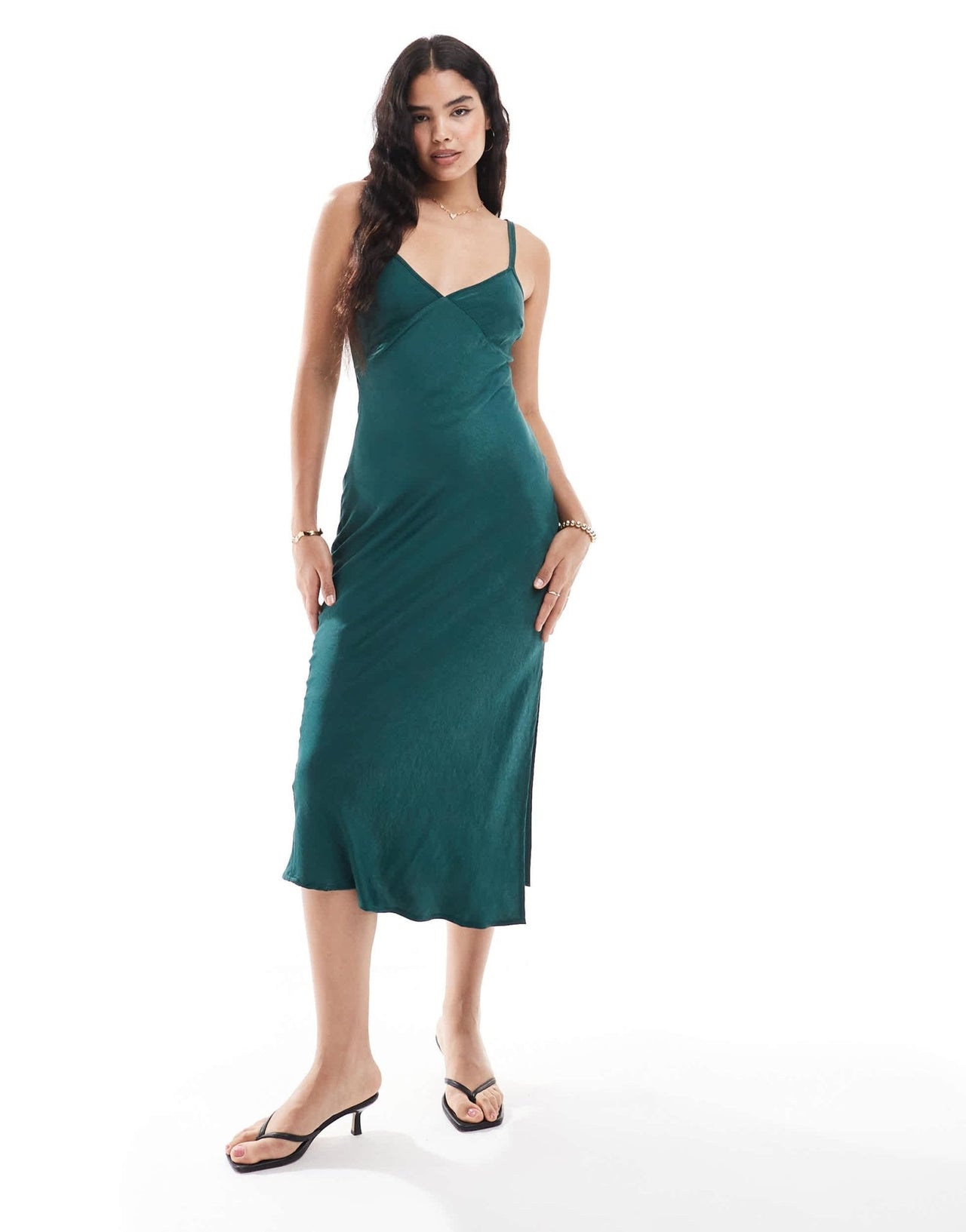 Brave Soul slip dress in emerald green - ASOS Sample Sale