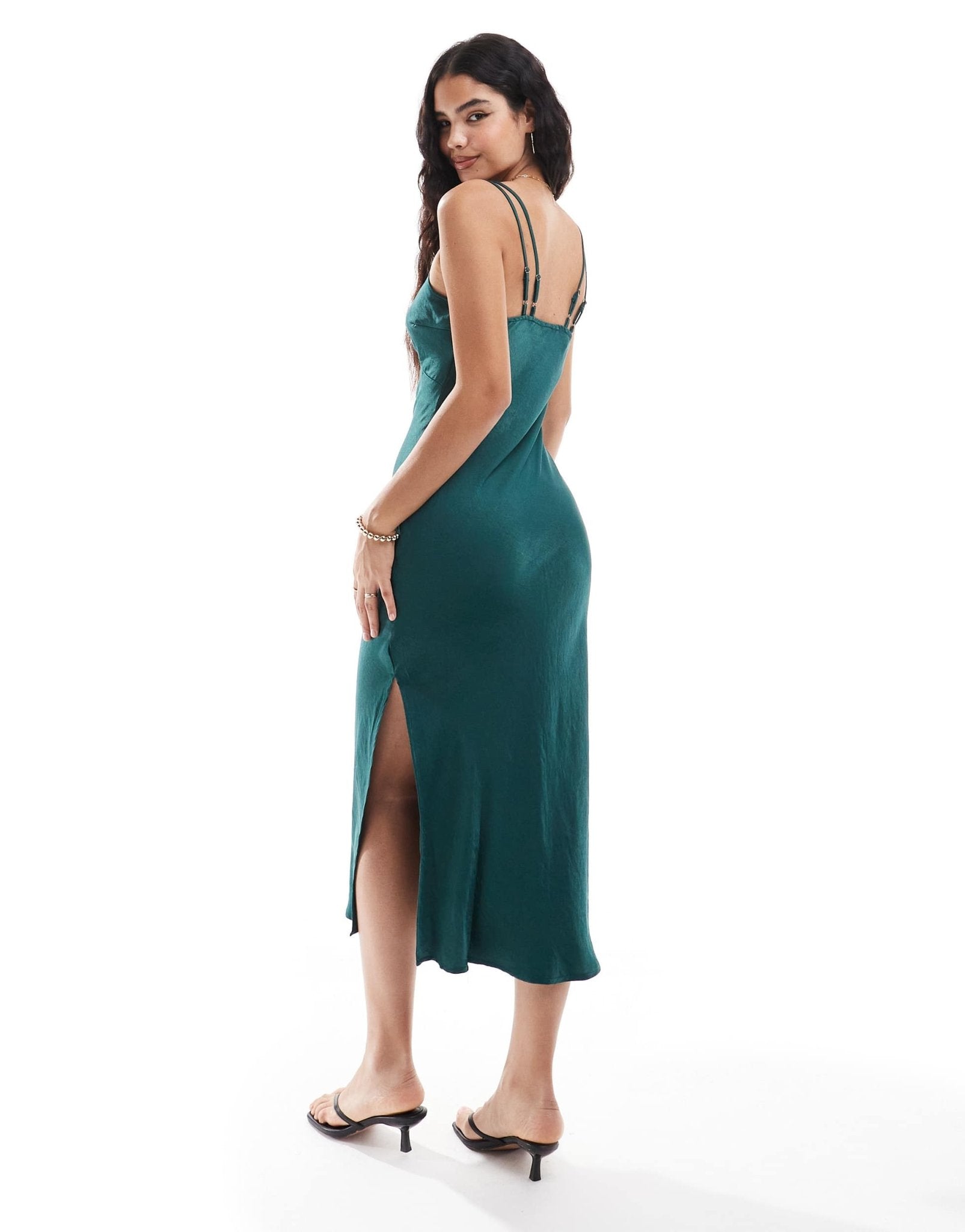 Brave Soul slip dress in emerald green - ASOS Sample Sale