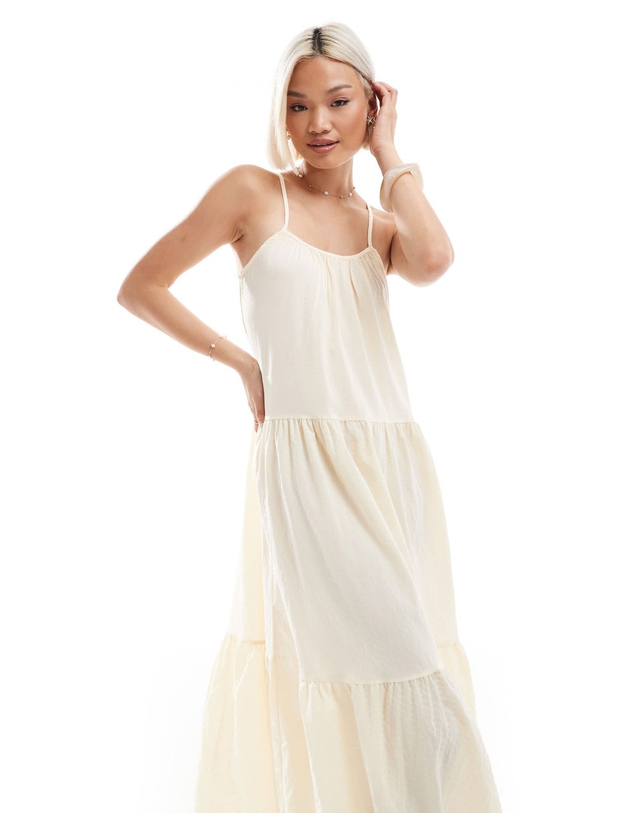 Brave Soul strappy maxi dress with smock detail in buttermilk yellow - ASOS Sample Sale