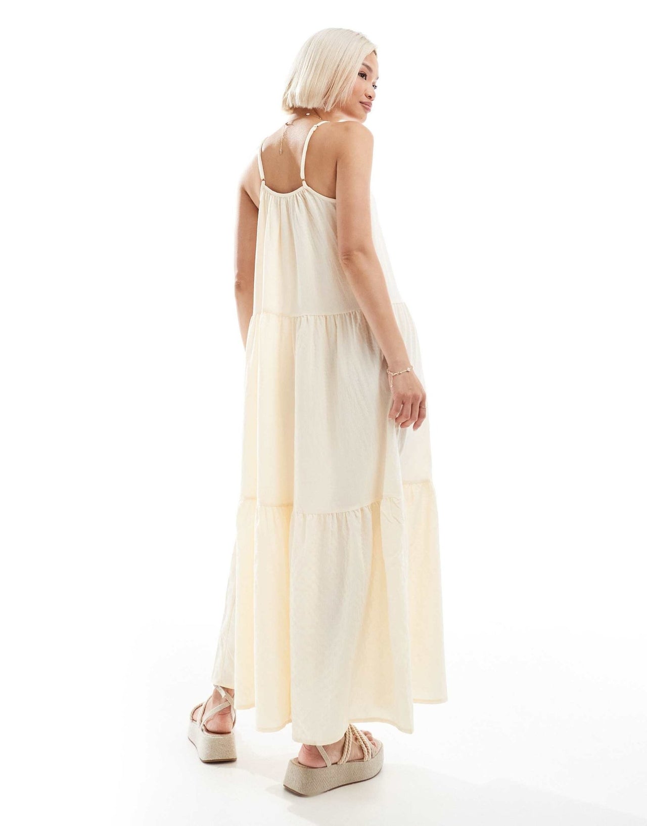 Brave Soul strappy maxi dress with smock detail in buttermilk yellow - ASOS Sample Sale