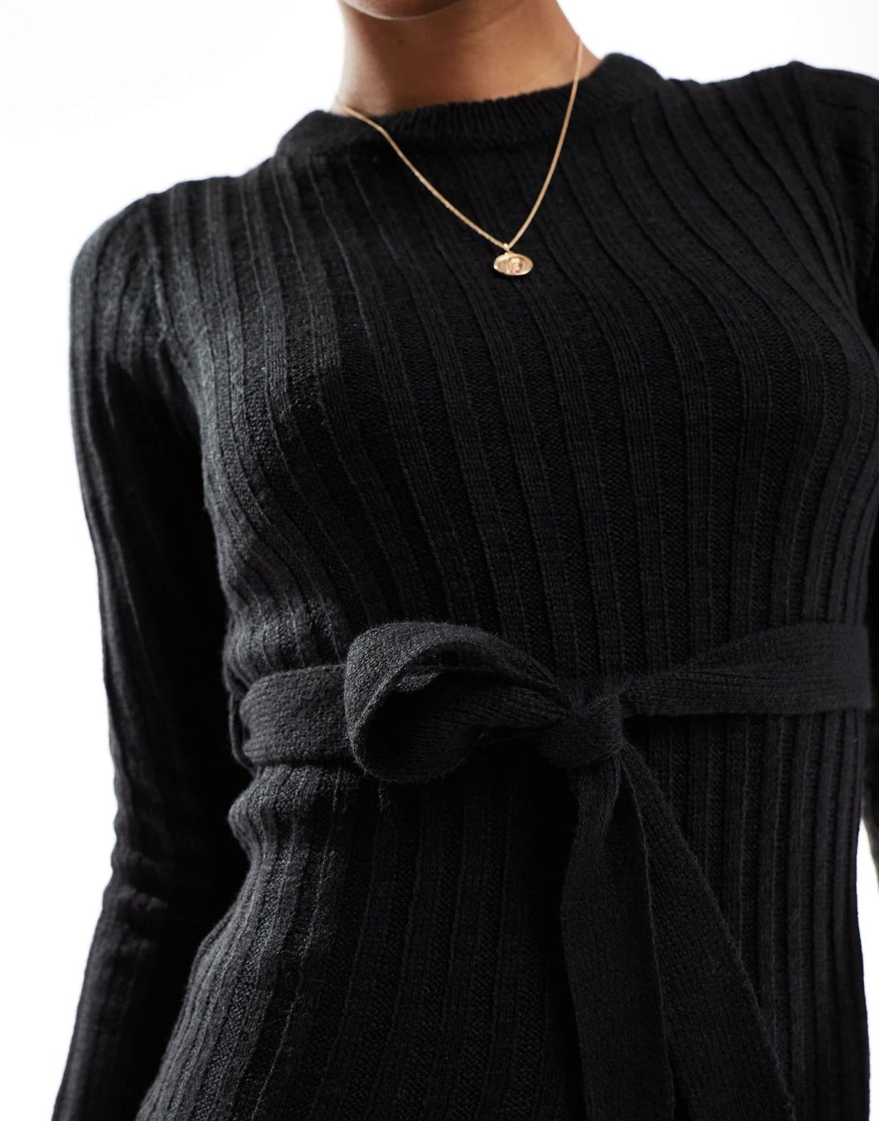 Brave Soul Tall knitted midi dress with slit in black - ASOS Sample Sale